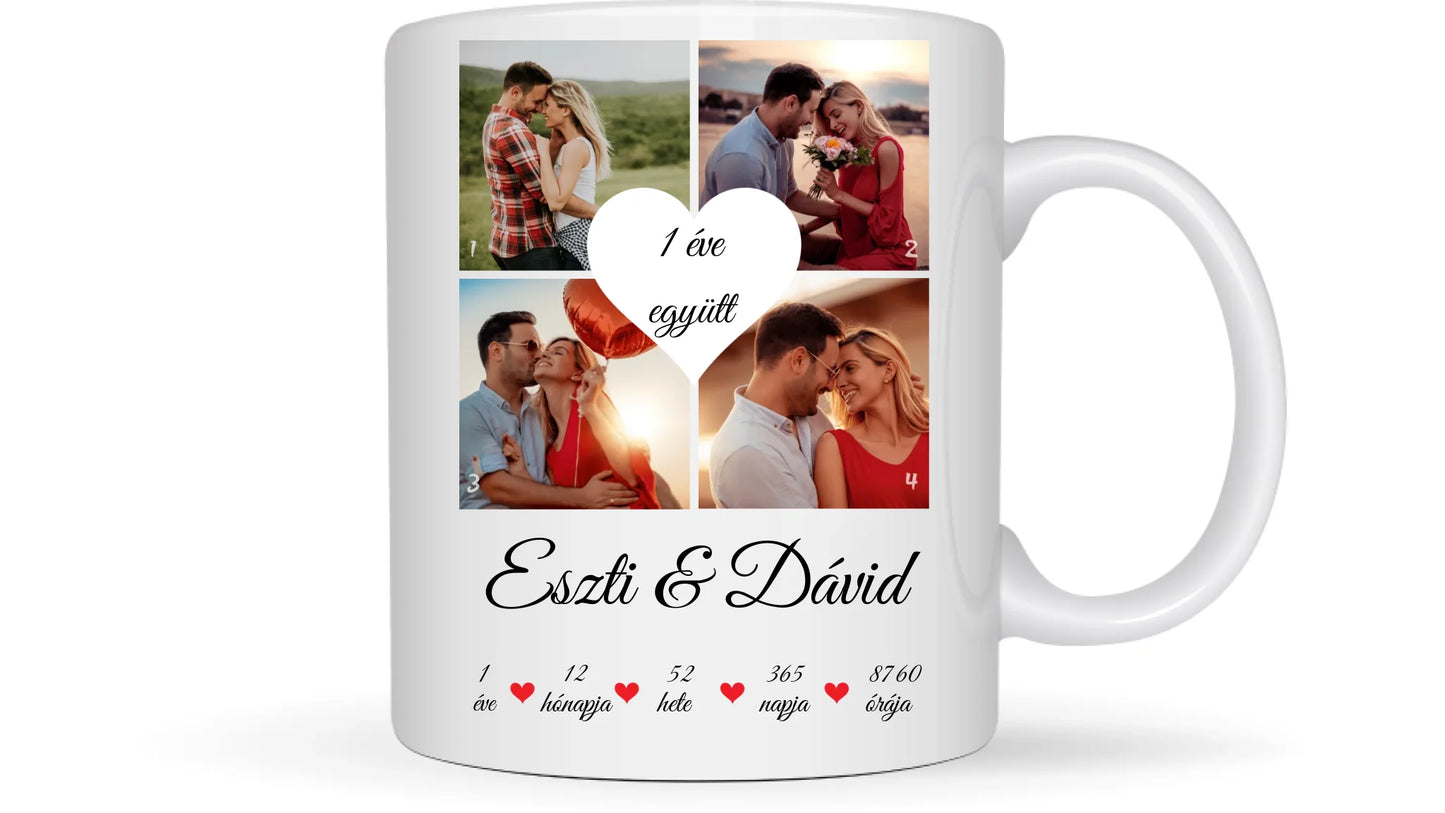 Évfordulós fotókollázs - Ajándék Pároknak - Fényképes bögre