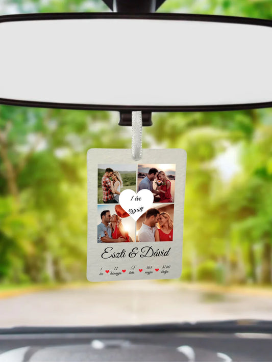 Évfordulós fotókollázs - Ajándék Pároknak - Fényképes autóillatosító