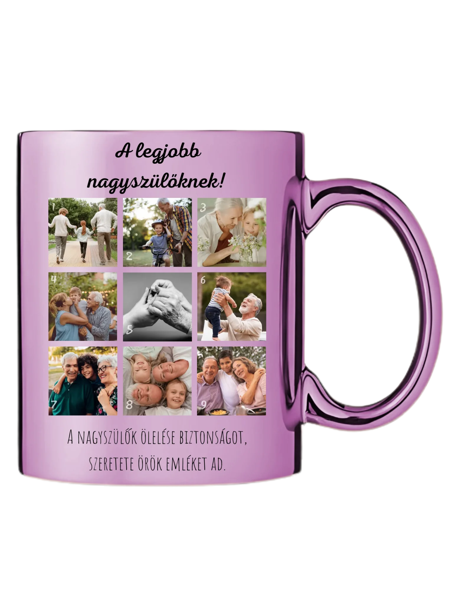 Legjobb nagyszülőknek fotókollázs - Ajándék Nagyszülőknek - Fényképes bögre