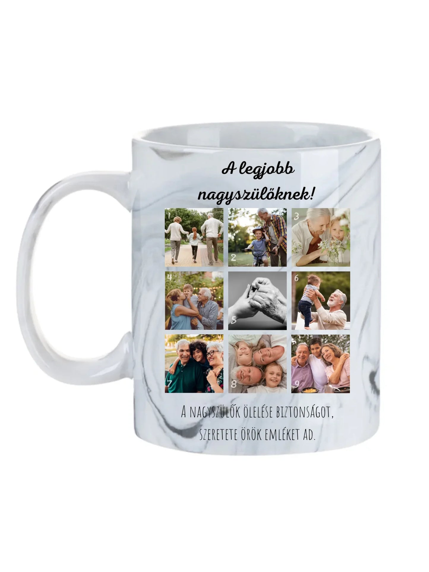 Legjobb nagyszülőknek fotókollázs - Ajándék Nagyszülőknek - Fényképes bögre