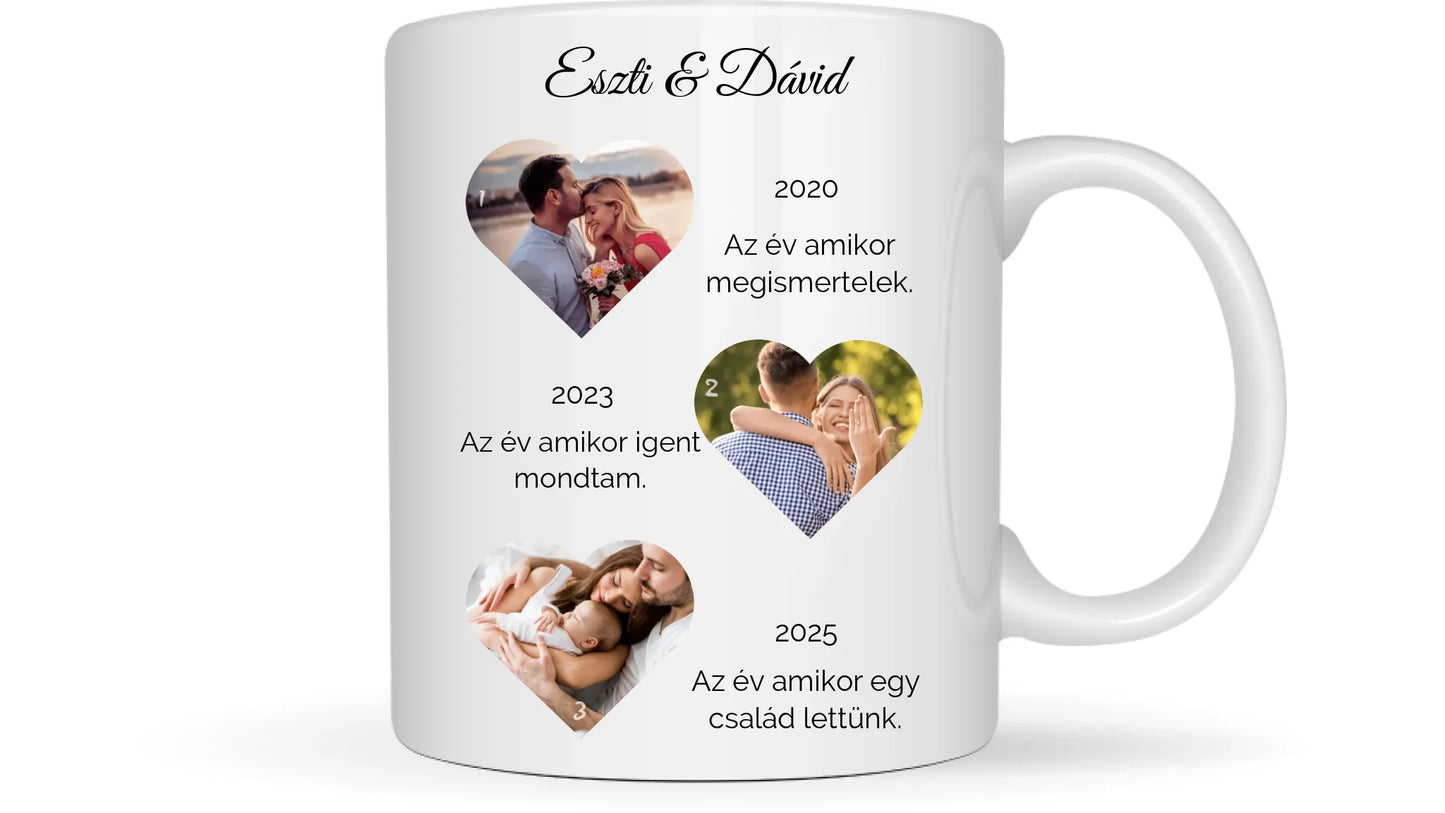 Történetünk fotókollázs - Ajándék Pároknak - Fényképes bögre