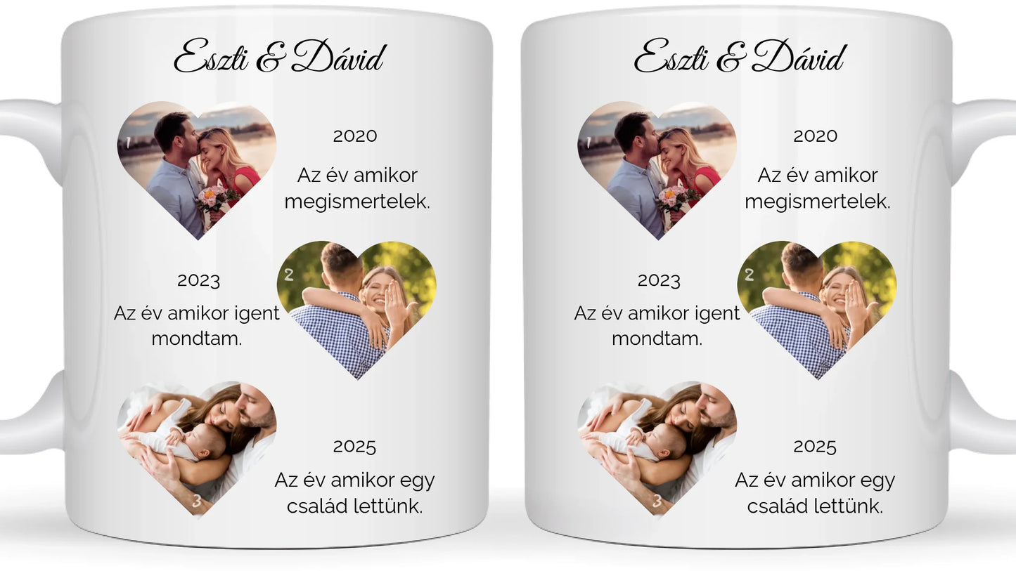 Történetünk fotókollázs - Ajándék Pároknak - Fényképes bögre