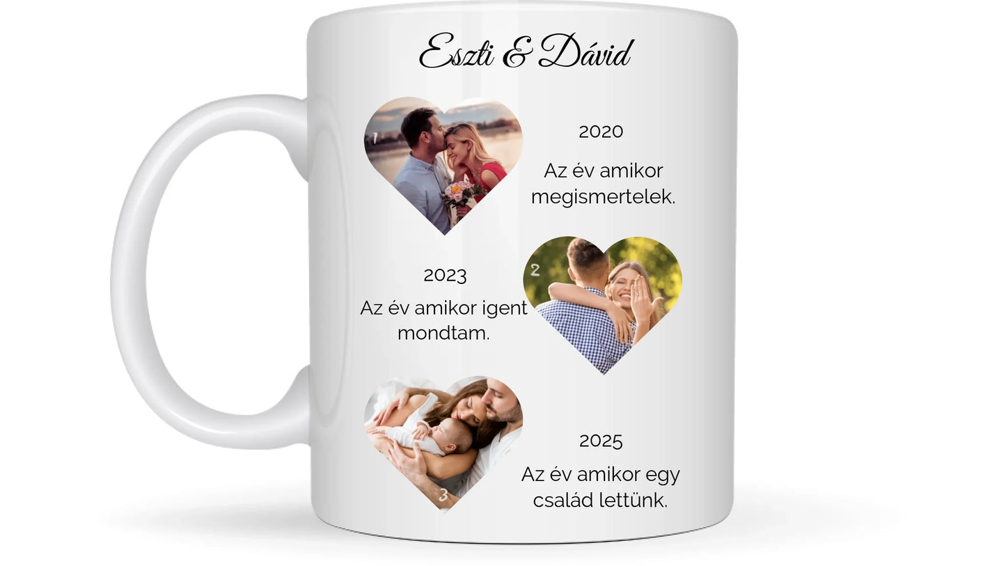 Történetünk fotókollázs - Ajándék Pároknak - Fényképes bögre