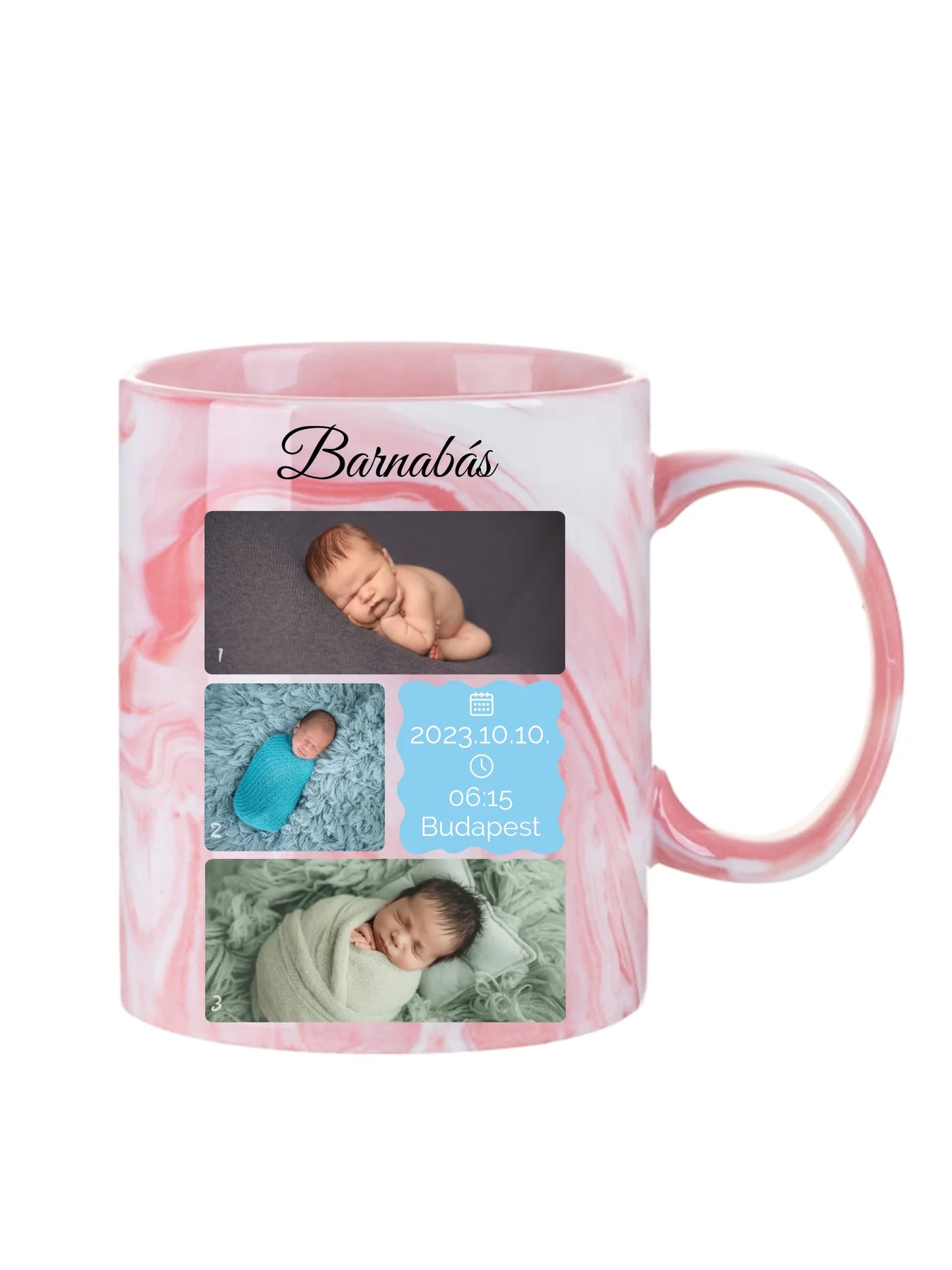 Újszülött fotókollázs - Ajándék Újszülöttnek - Fényképes bögre