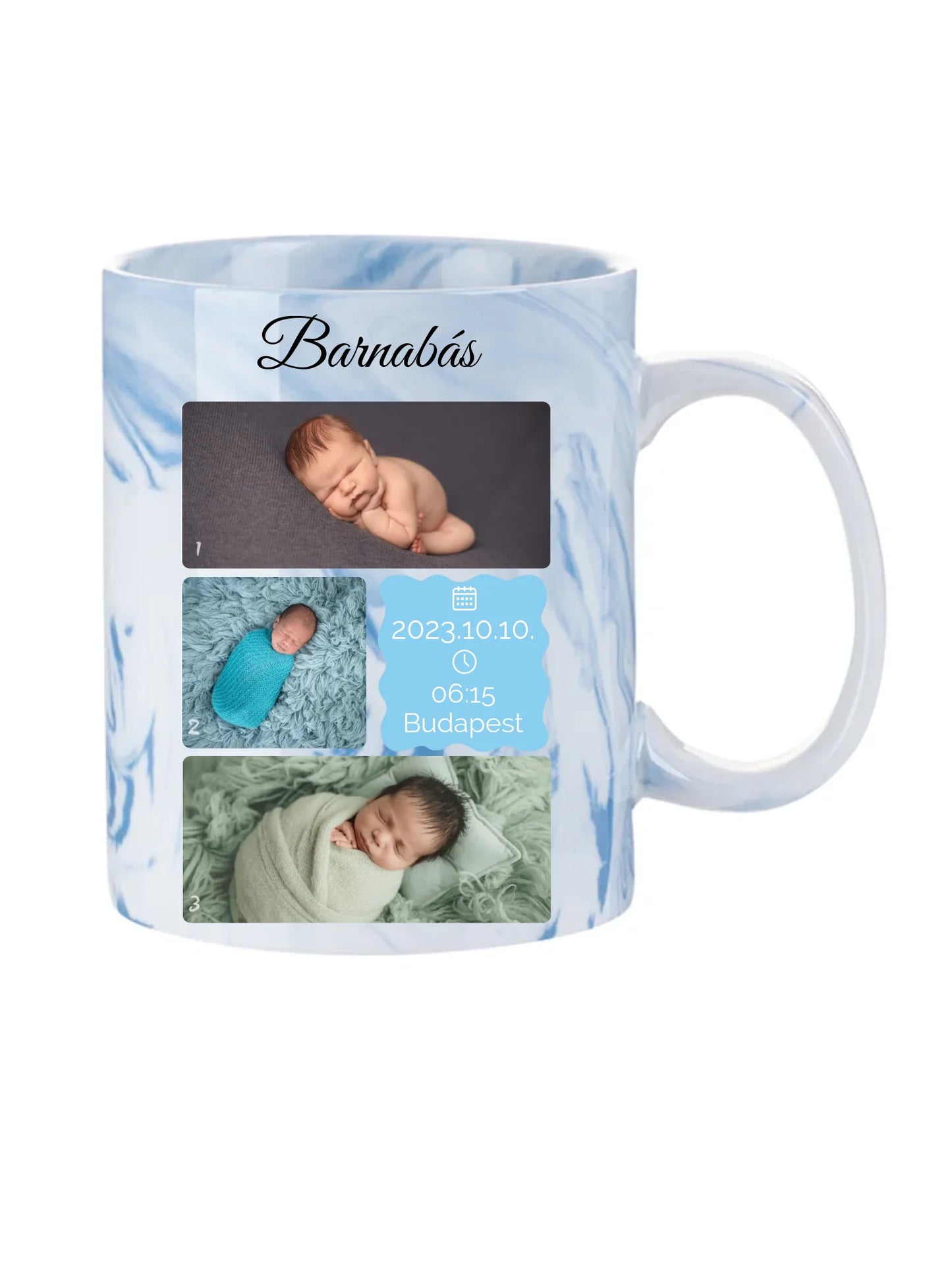 Újszülött fotókollázs - Ajándék Újszülöttnek - Fényképes bögre