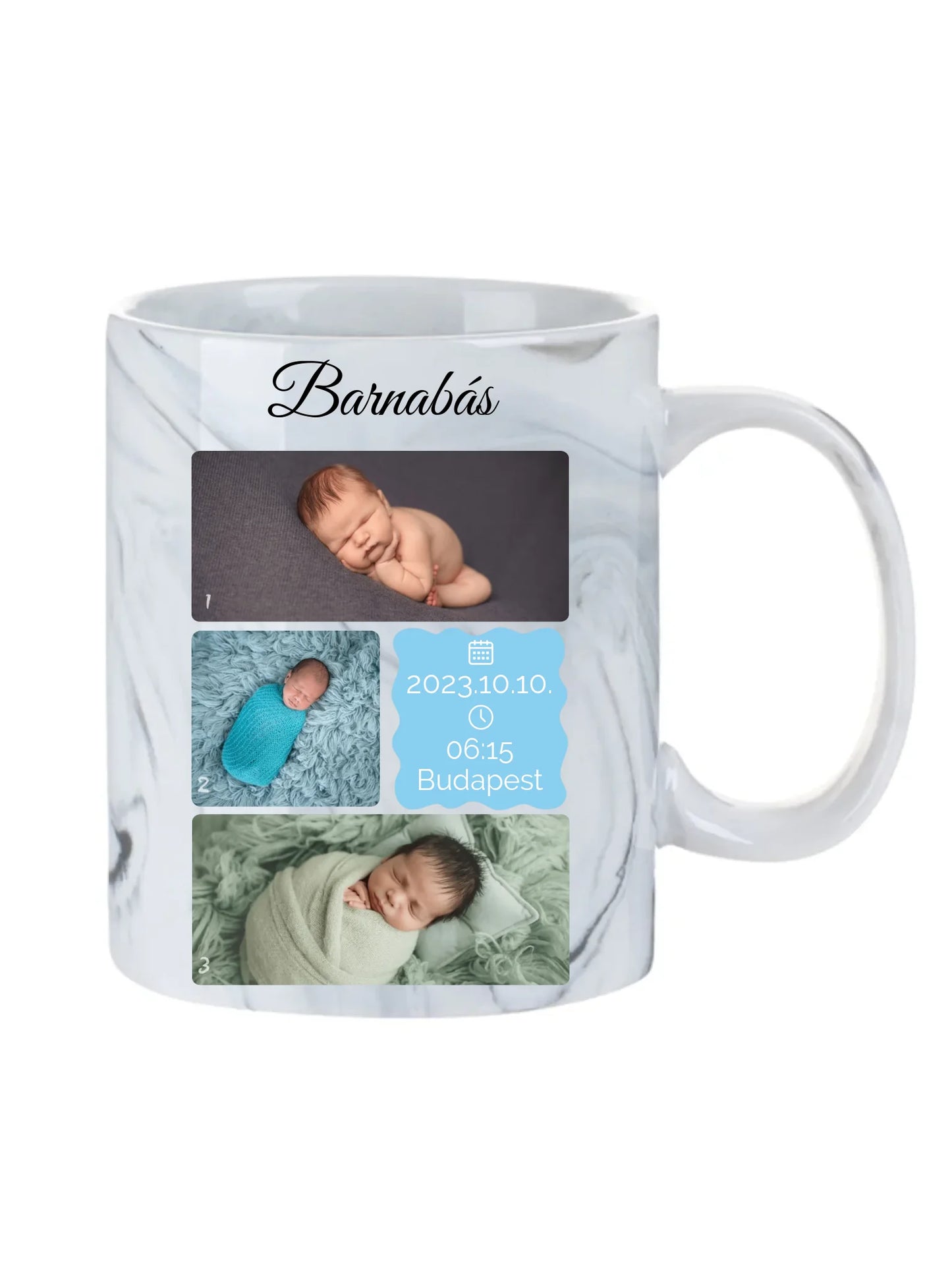 Újszülött fotókollázs - Ajándék Újszülöttnek - Fényképes bögre