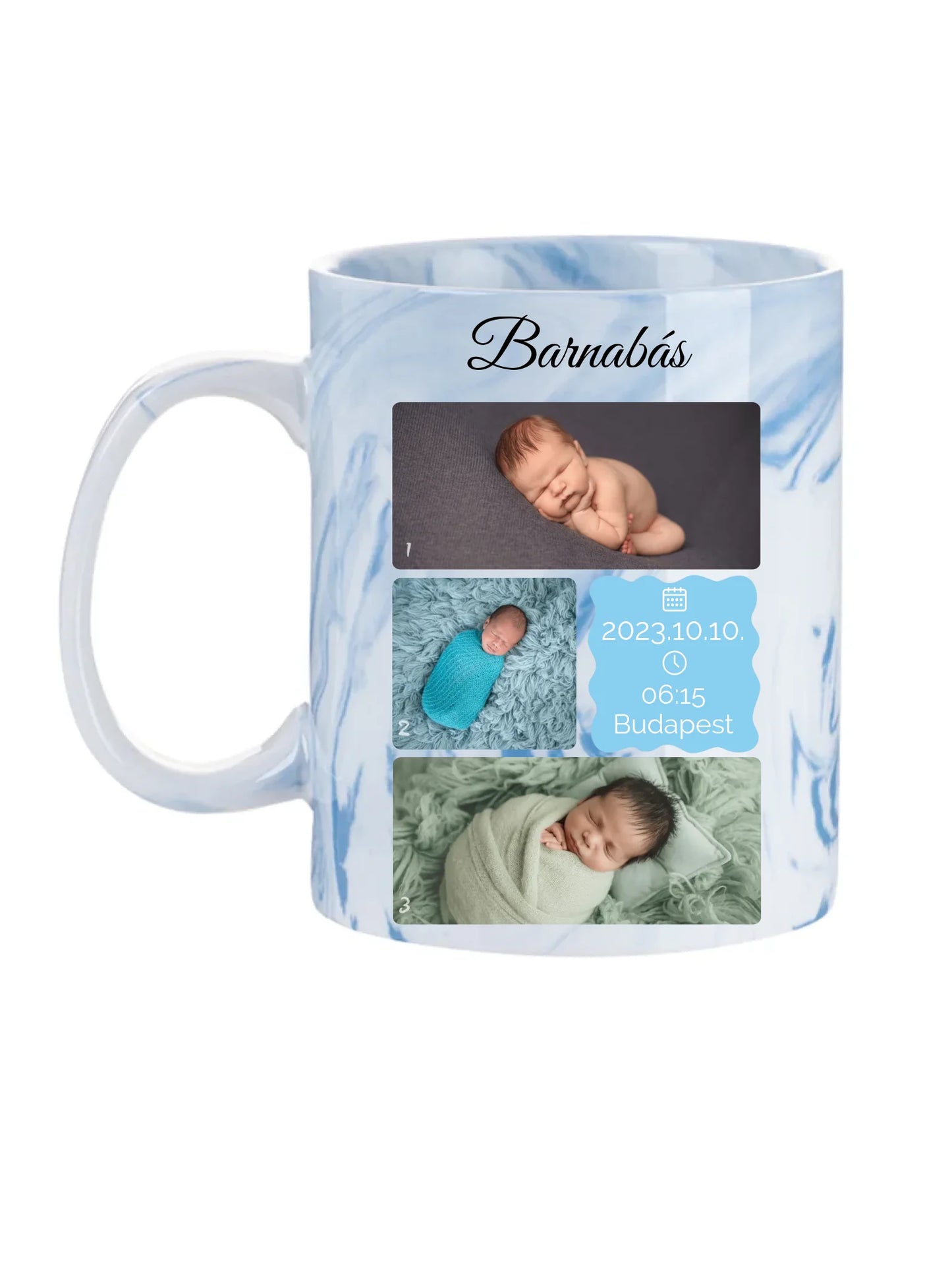 Újszülött fotókollázs - Ajándék Újszülöttnek - Fényképes bögre