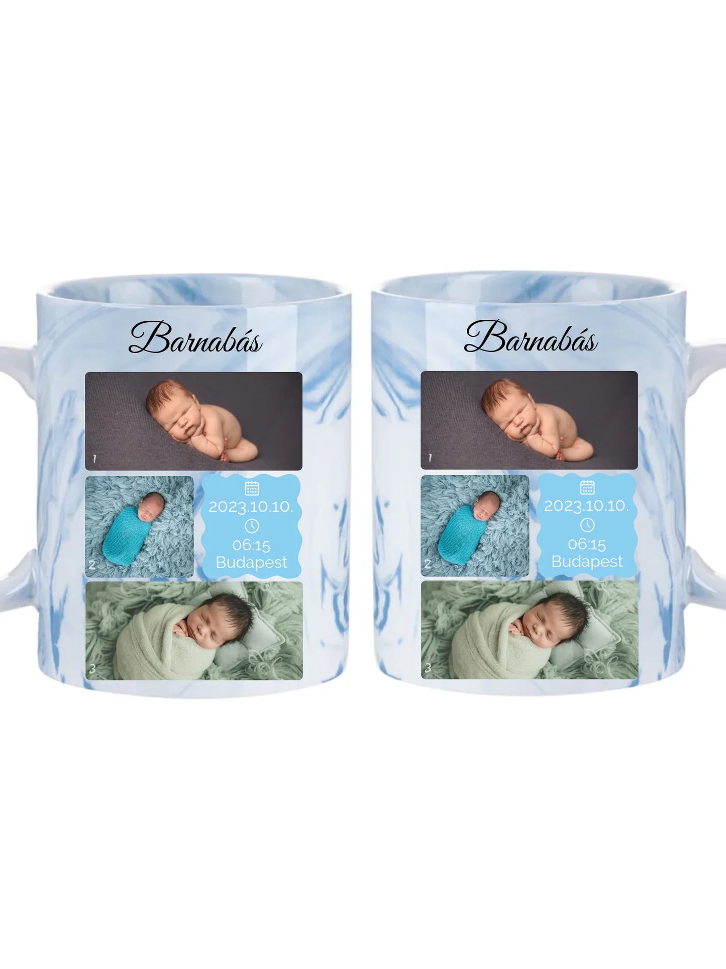 Újszülött fotókollázs - Ajándék Újszülöttnek - Fényképes bögre