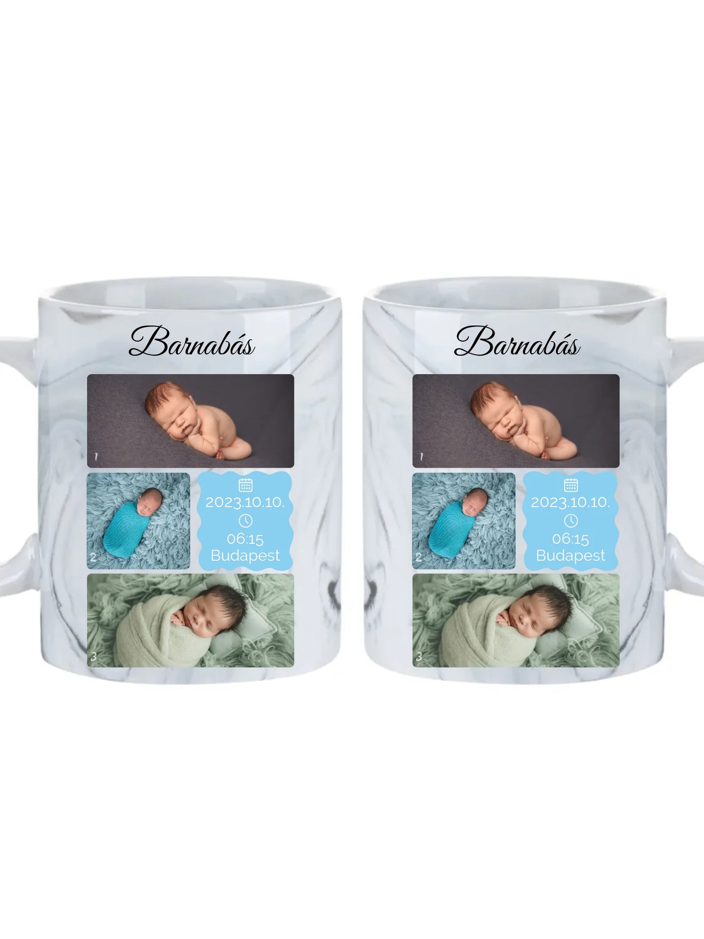 Újszülött fotókollázs - Ajándék Újszülöttnek - Fényképes bögre