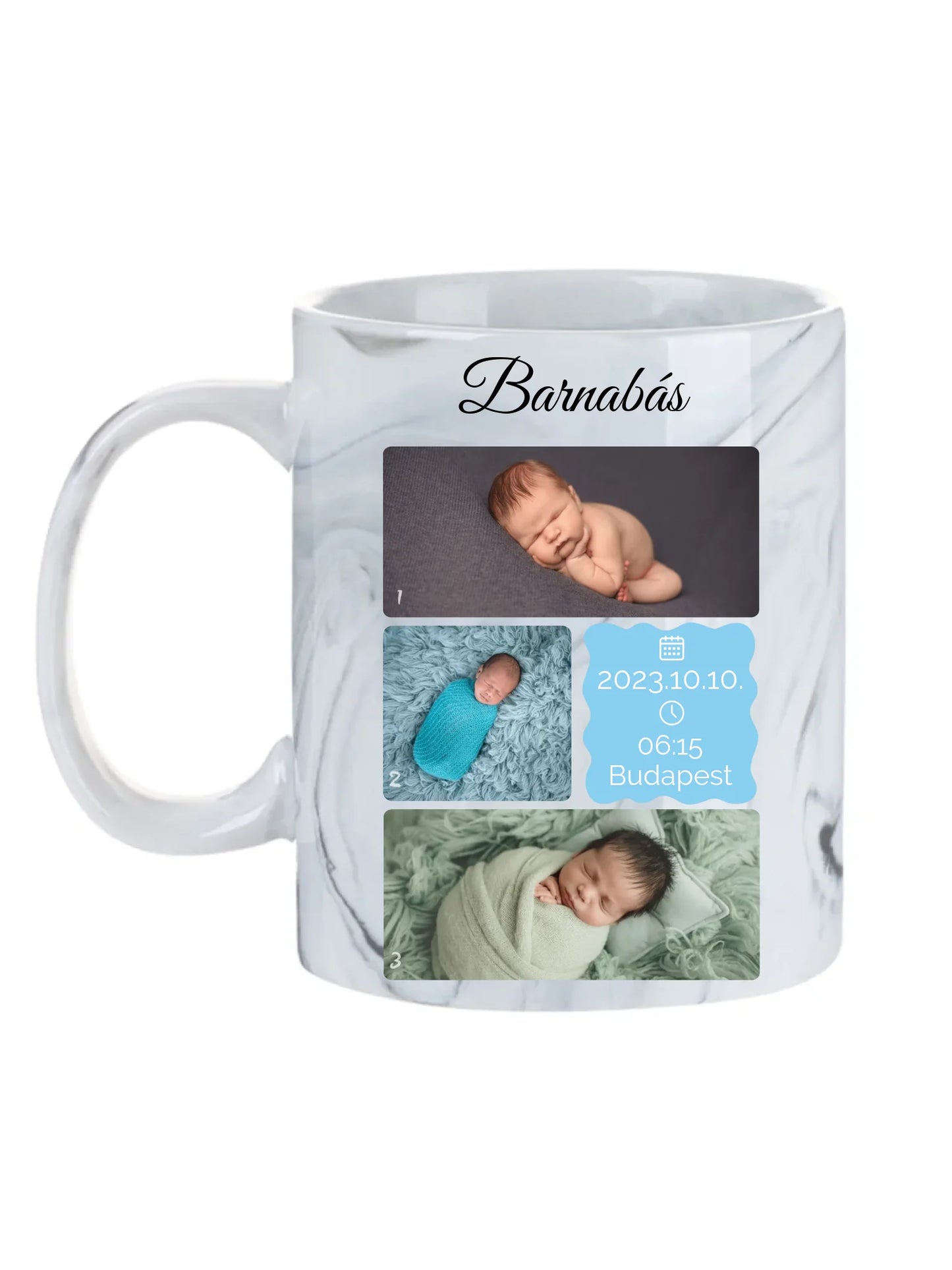 Újszülött fotókollázs - Ajándék Újszülöttnek - Fényképes bögre