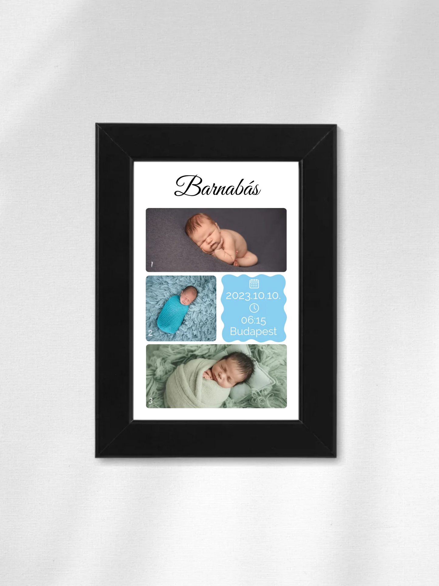 Újszülött fotókollázs - Ajándék Újszülöttnek - Fényképes falikép