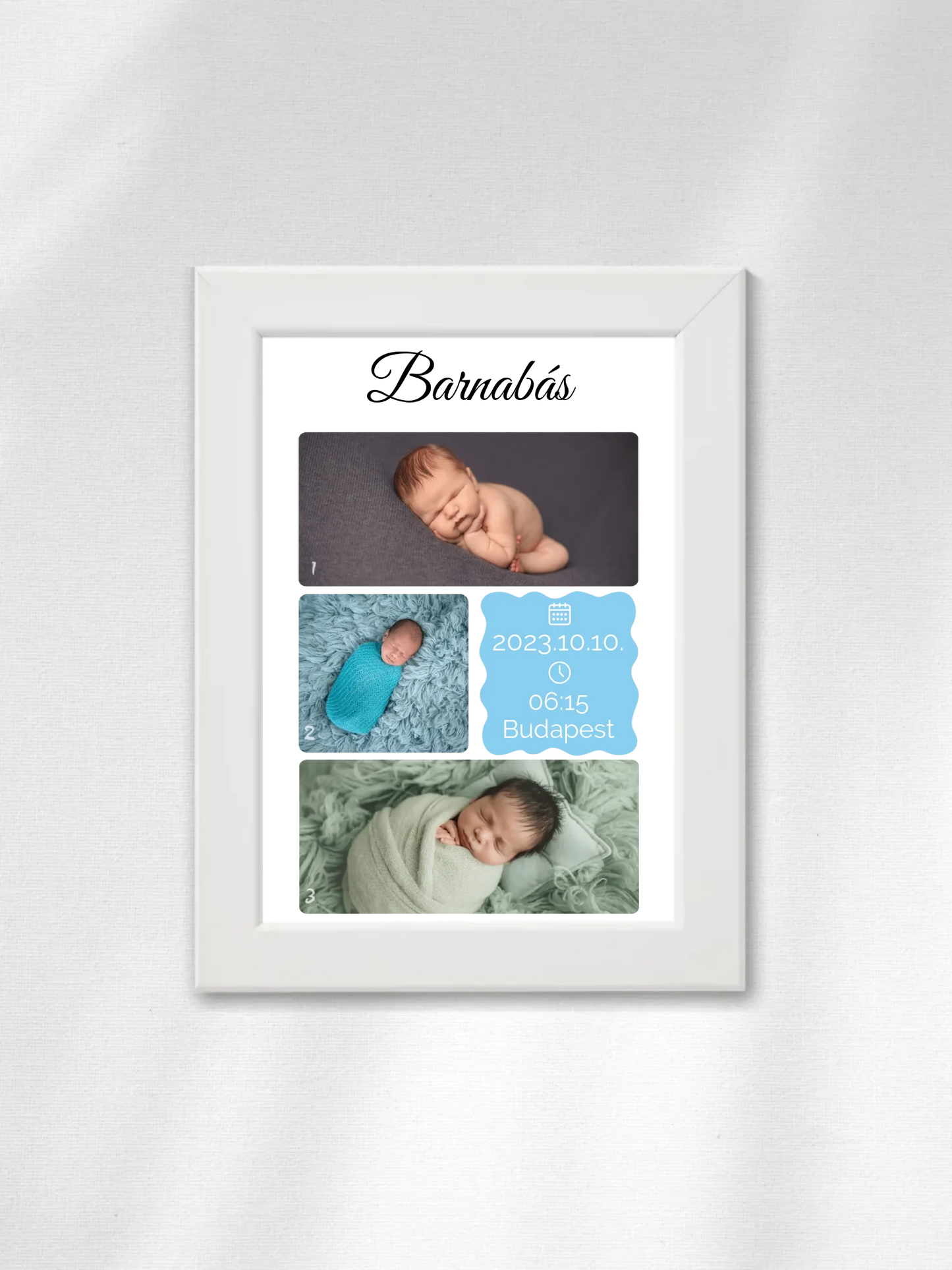 Újszülött fotókollázs - Ajándék Újszülöttnek - Fényképes falikép