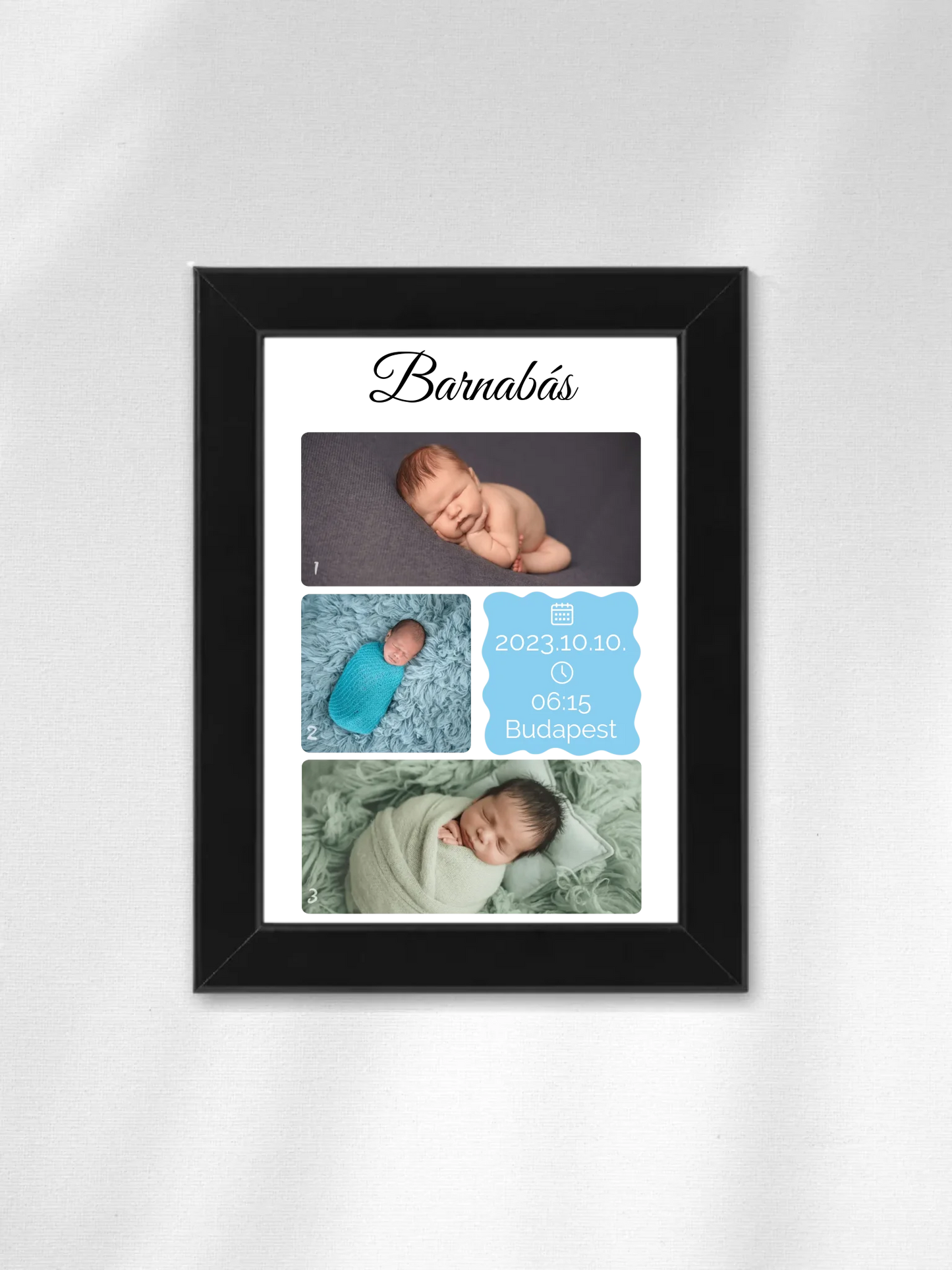 Újszülött fotókollázs - Ajándék Újszülöttnek - Fényképes falikép