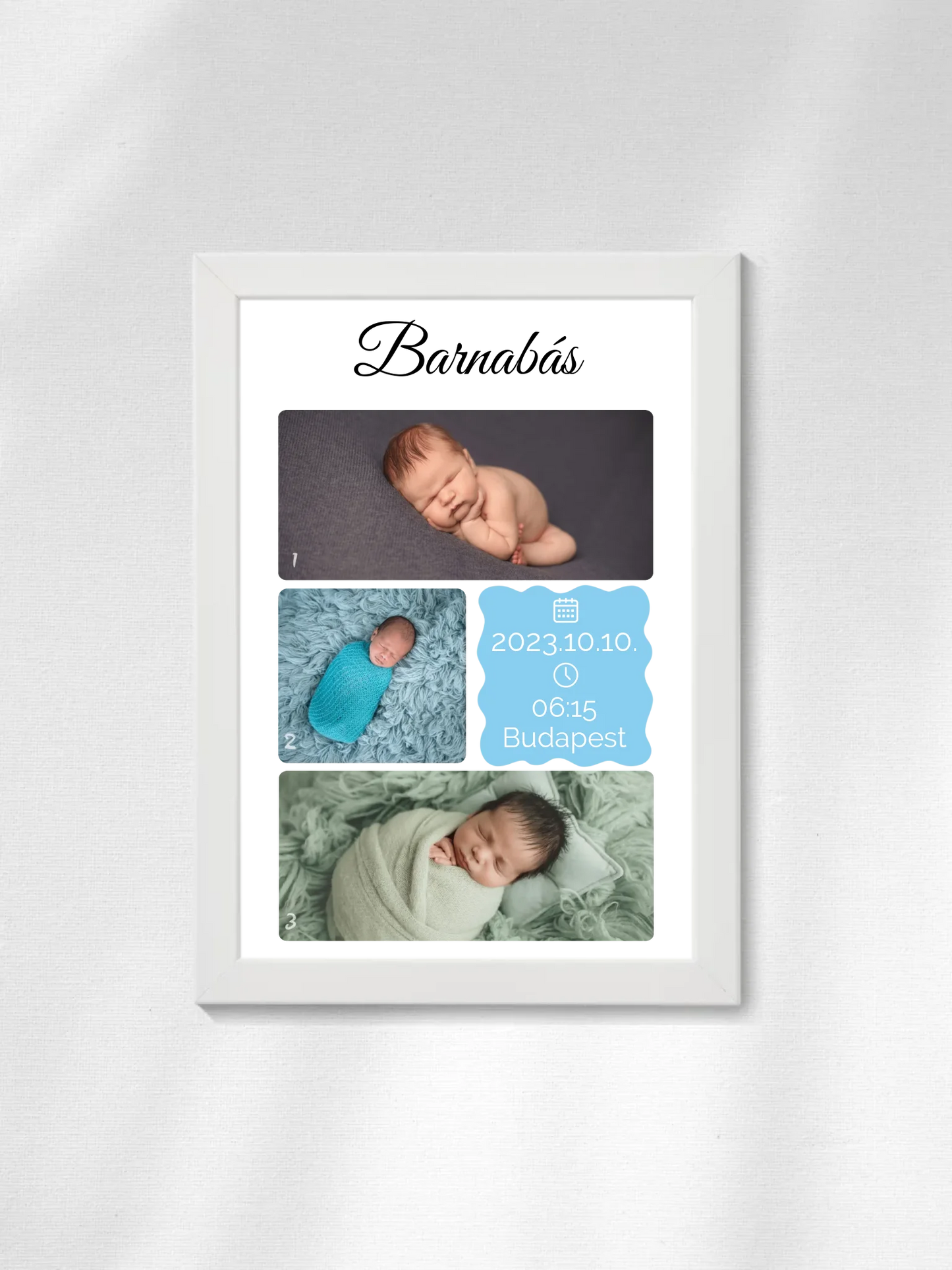 Újszülött fotókollázs - Ajándék Újszülöttnek - Fényképes falikép