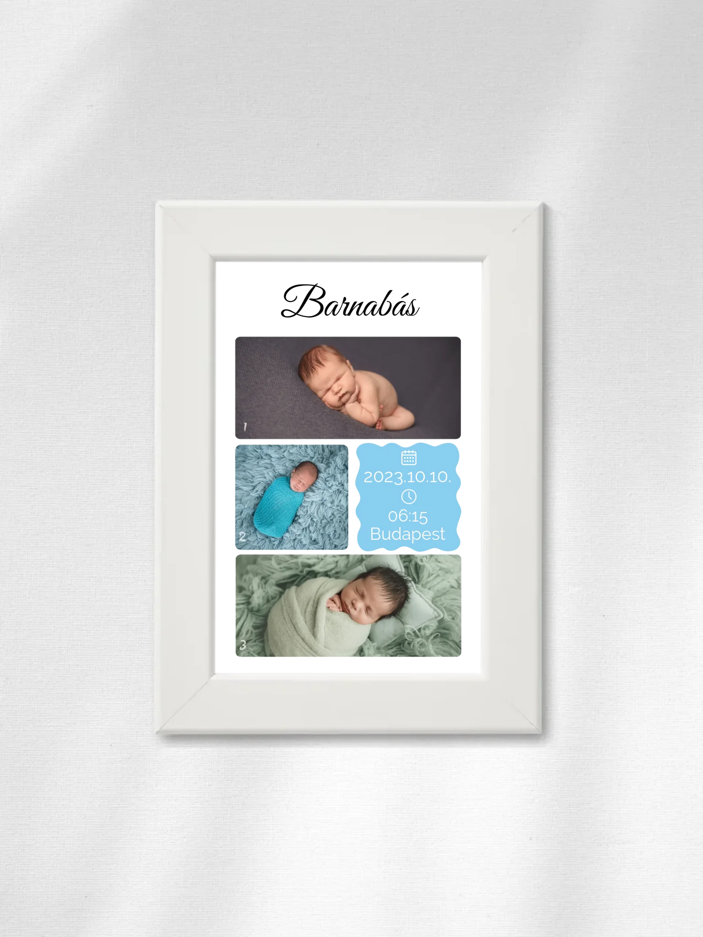 Újszülött fotókollázs - Ajándék Újszülöttnek - Fényképes falikép