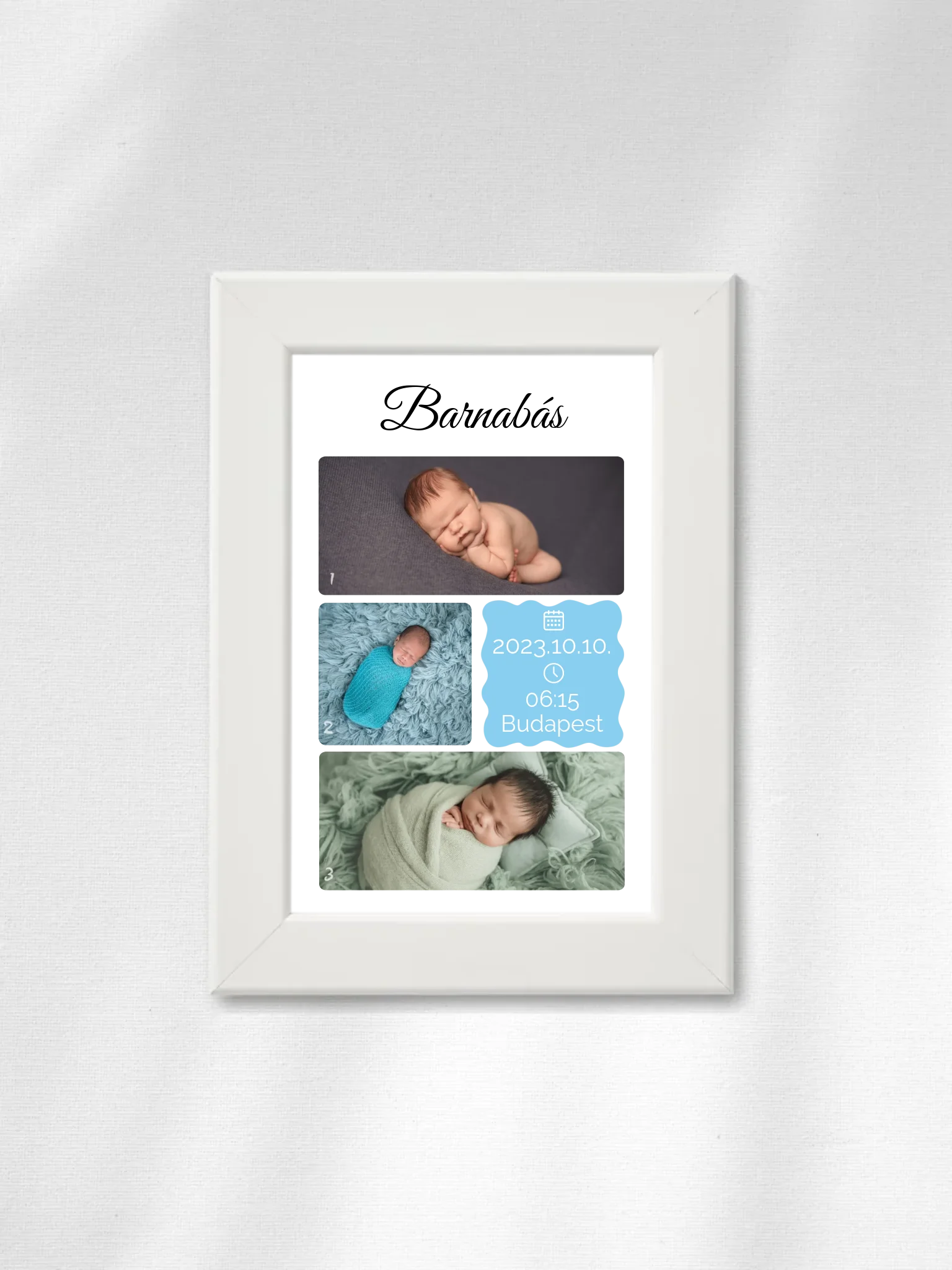 Újszülött fotókollázs - Ajándék Újszülöttnek - Fényképes falikép