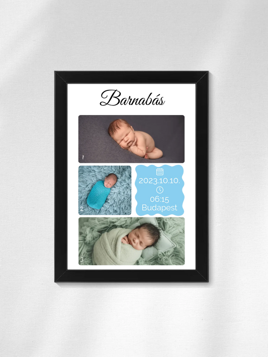 Újszülött fotókollázs - Ajándék Újszülöttnek - Fényképes falikép