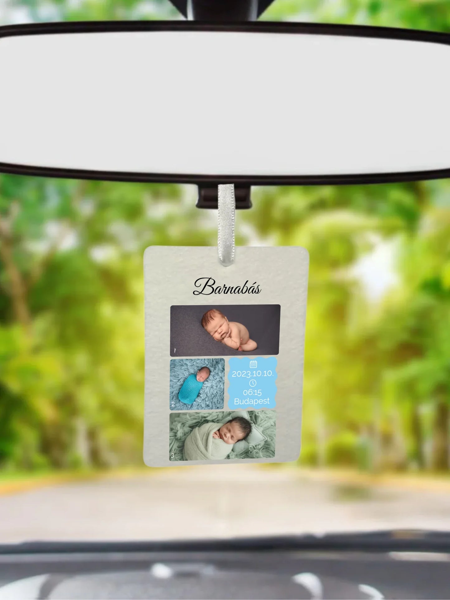 Újszülött fotókollázs - Ajándék Újszülöttnek - Fényképes autóillatosító