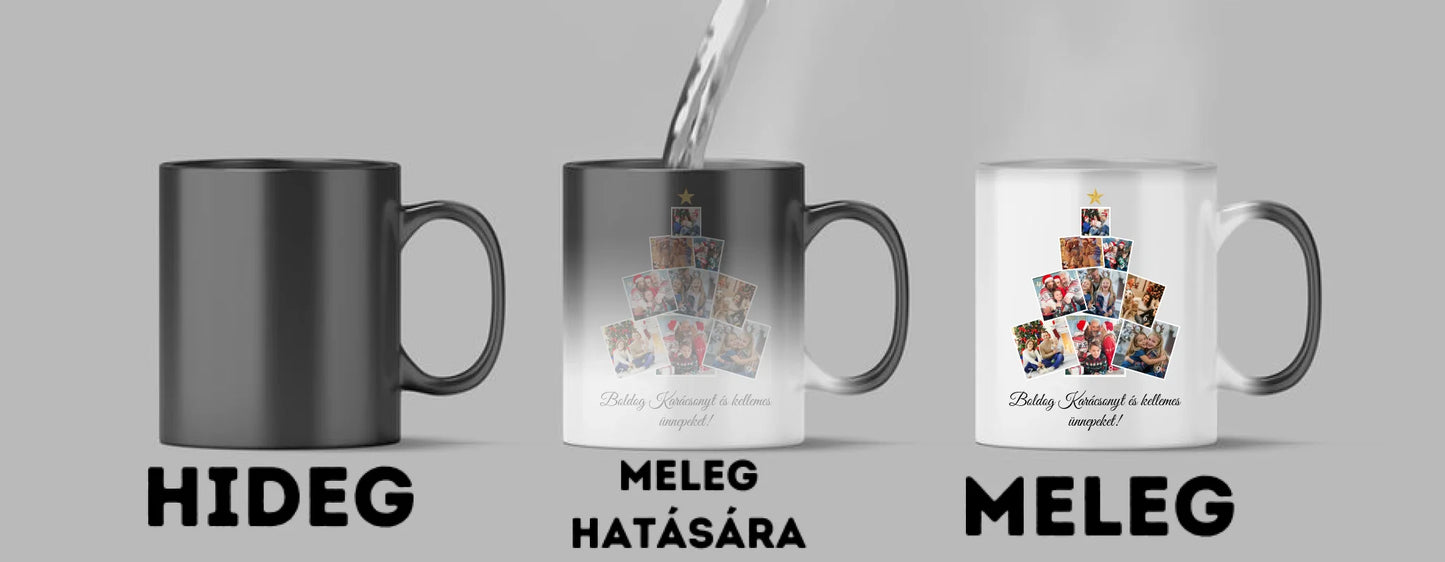 Karácsonyfa fotókollázs - Ajándék Karácsonyra - Fényképes bögre