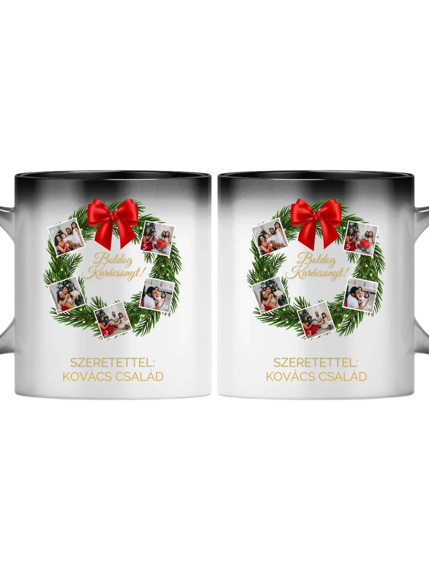 Karácsonyi koszorú fotókollázs - Ajándék Karácsonyra - Fényképes bögre