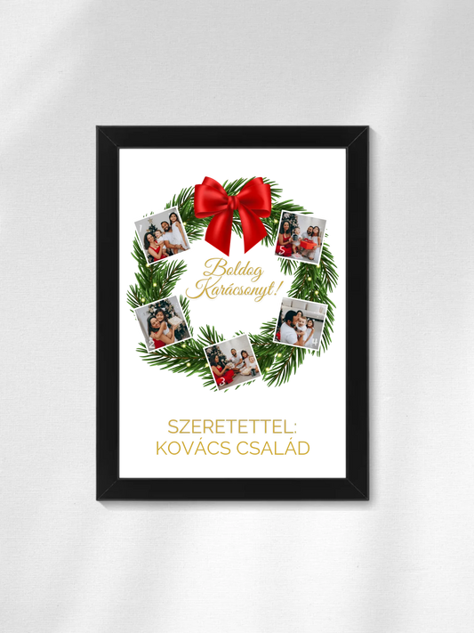 Karácsonyi koszorú fotókollázs - Ajándék Karácsonyra - Fényképes falikép