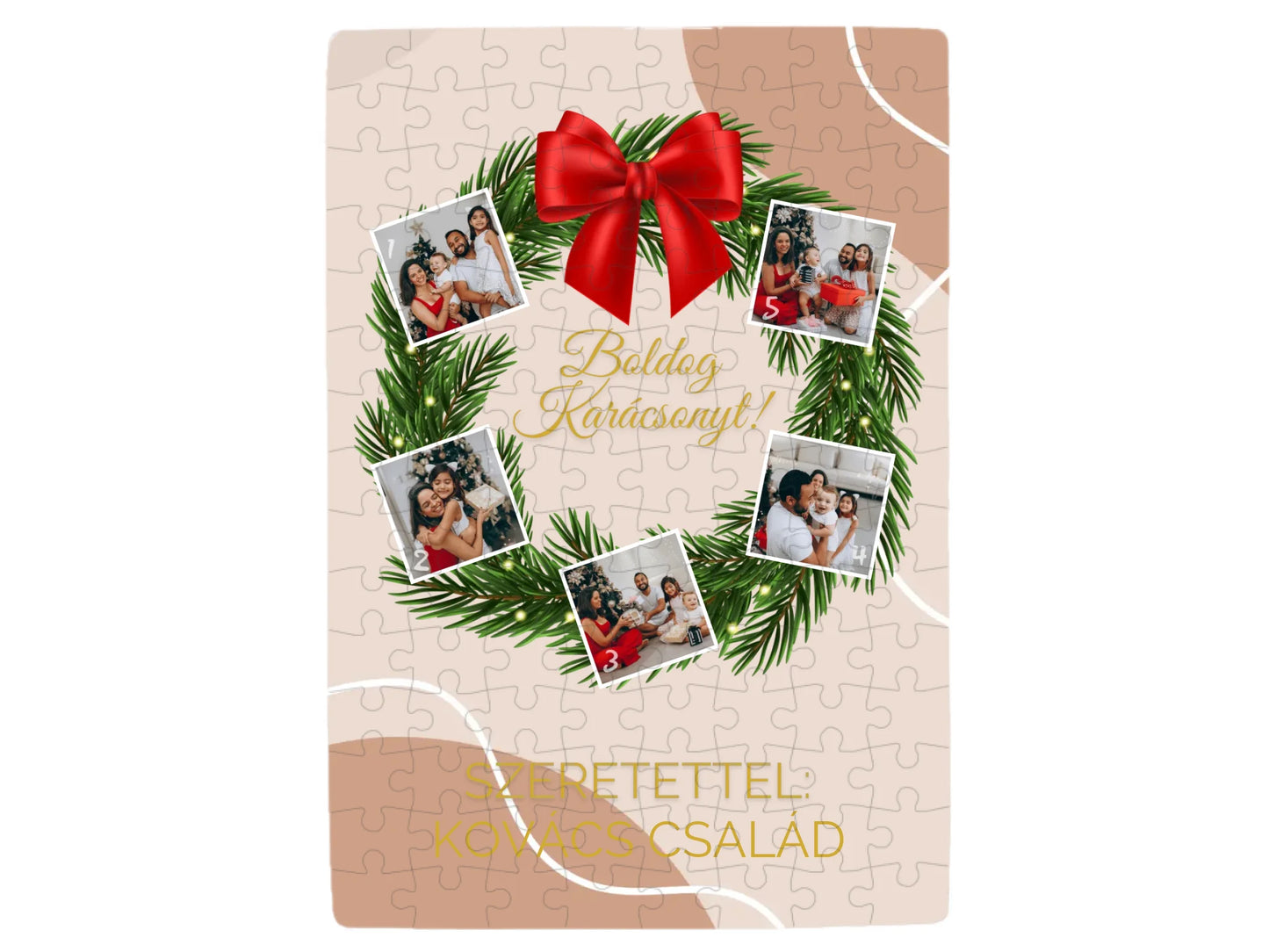 Karácsonyi koszorú fotókollázs - Ajándék Karácsonyra - Fényképes puzzle