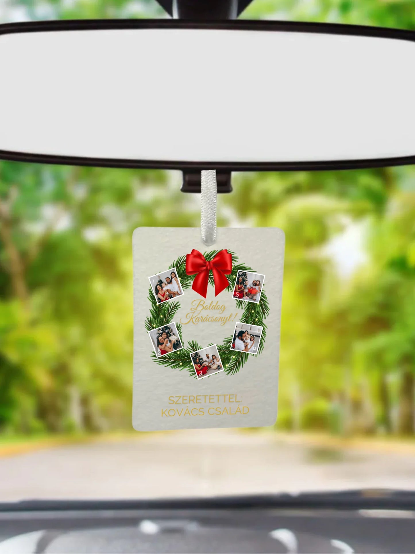 Karácsonyi koszorú fotókollázs - Ajándék Karácsonyra - Fényképes autóillatosító