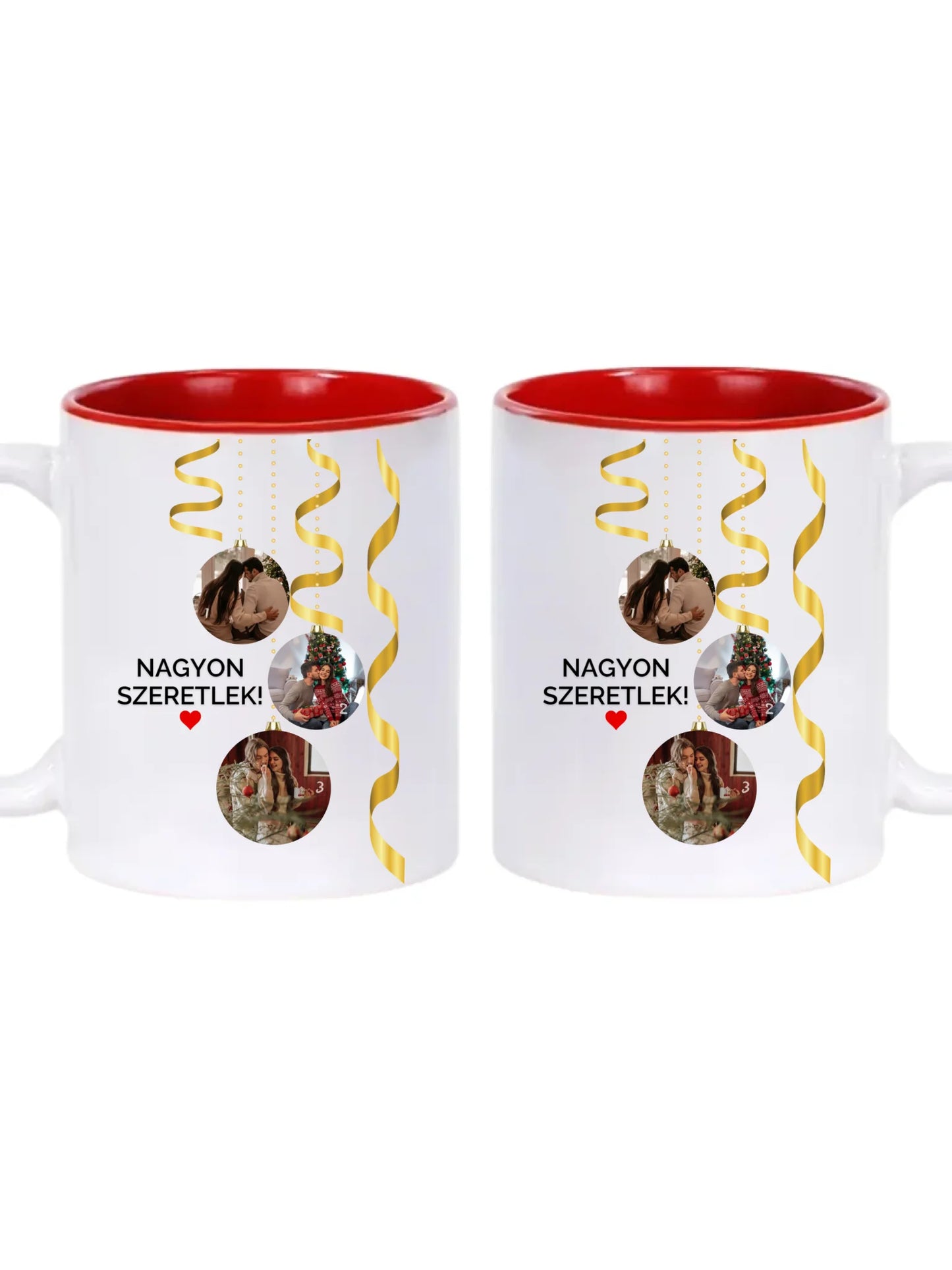 Karácsonyi gömbök fotókollázs - Ajándék Karácsonyra - Fényképes bögre