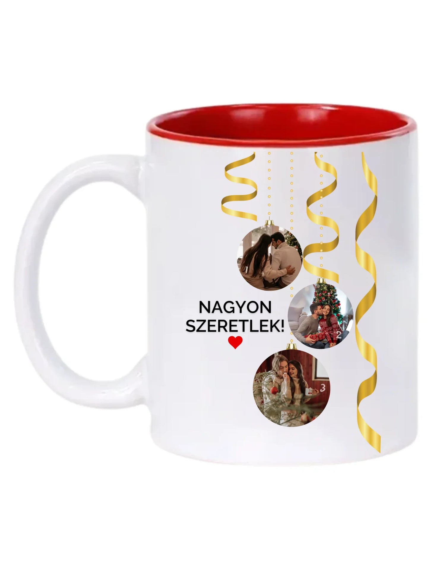 Karácsonyi gömbök fotókollázs - Ajándék Karácsonyra - Fényképes bögre