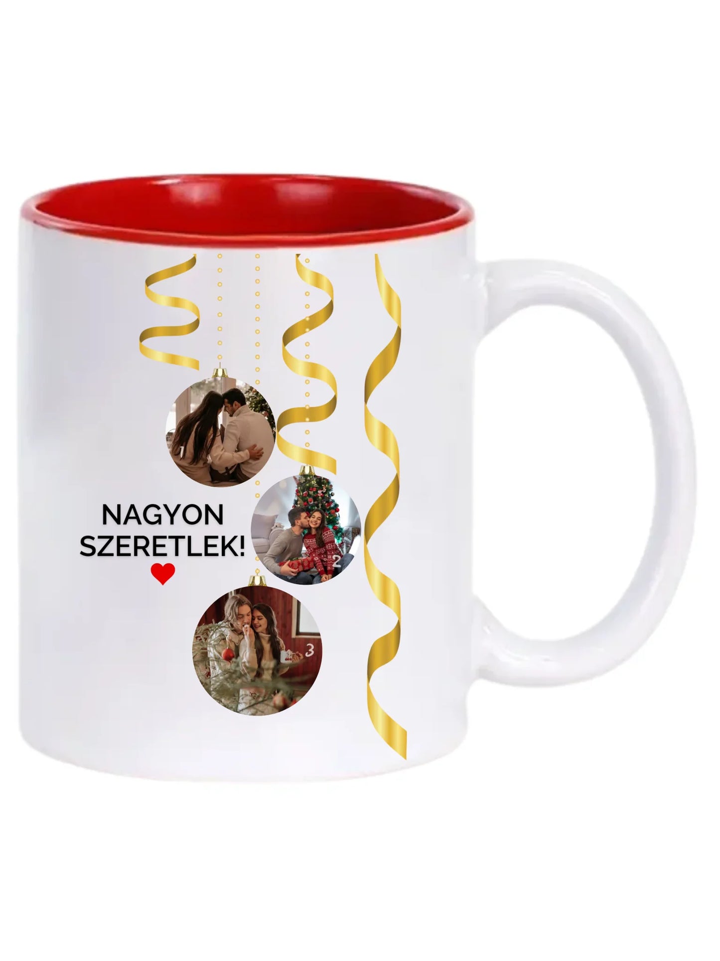 Karácsonyi gömbök fotókollázs - Ajándék Karácsonyra - Fényképes bögre