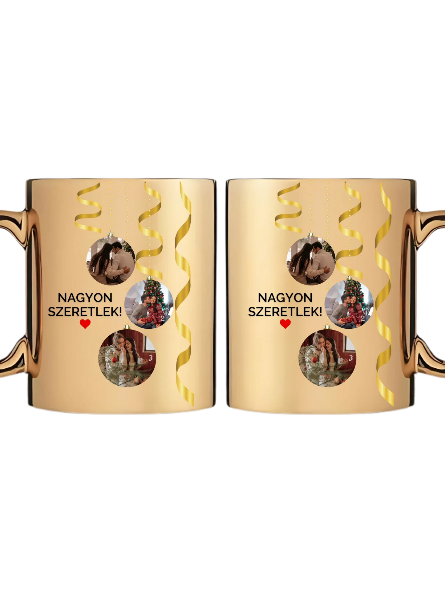 Karácsonyi gömbök fotókollázs - Ajándék Karácsonyra - Fényképes bögre