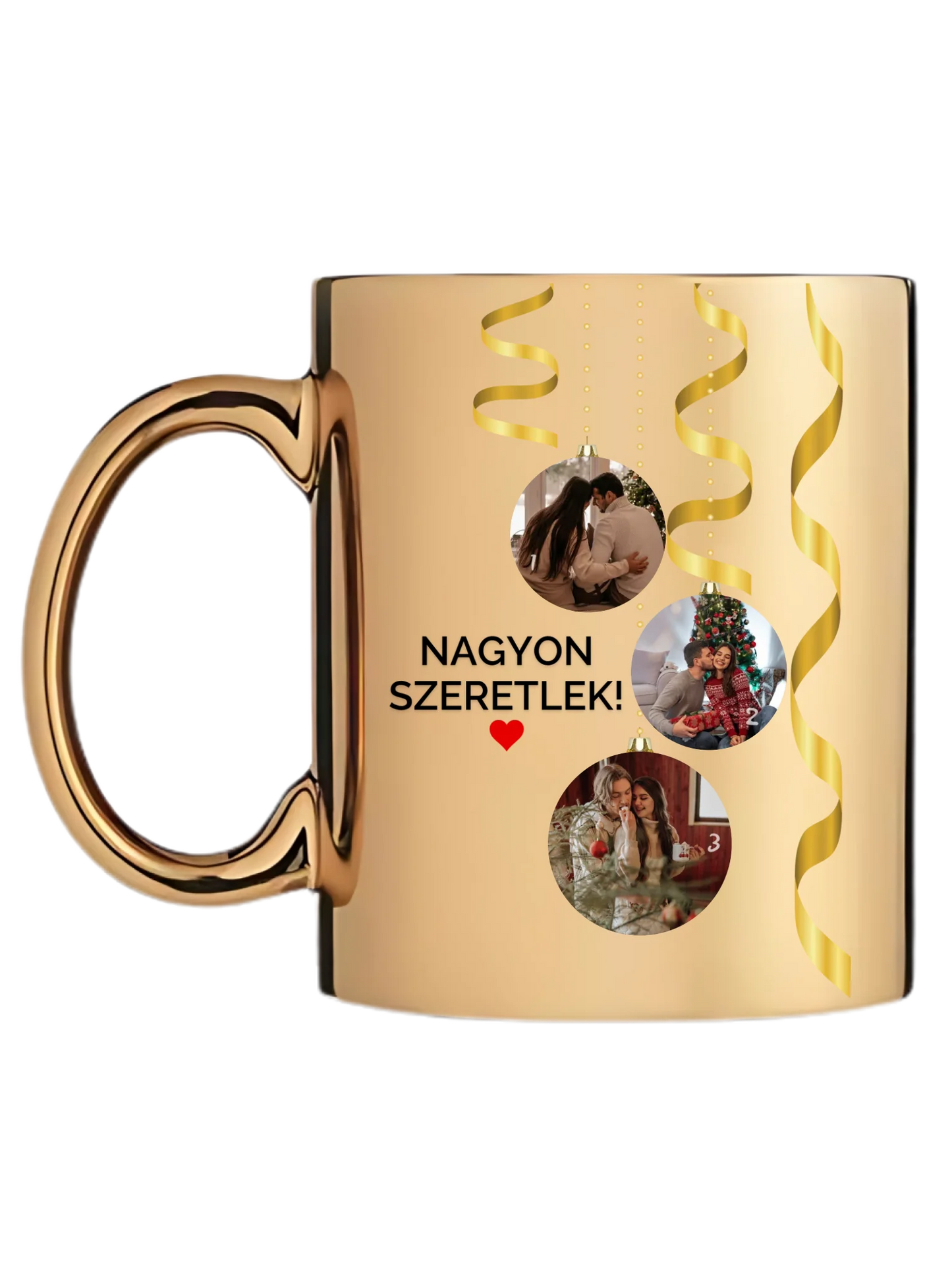 Karácsonyi gömbök fotókollázs - Ajándék Karácsonyra - Fényképes bögre