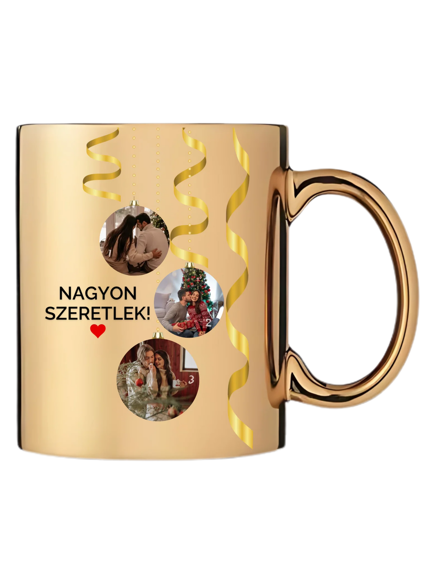 Karácsonyi gömbök fotókollázs - Ajándék Karácsonyra - Fényképes bögre