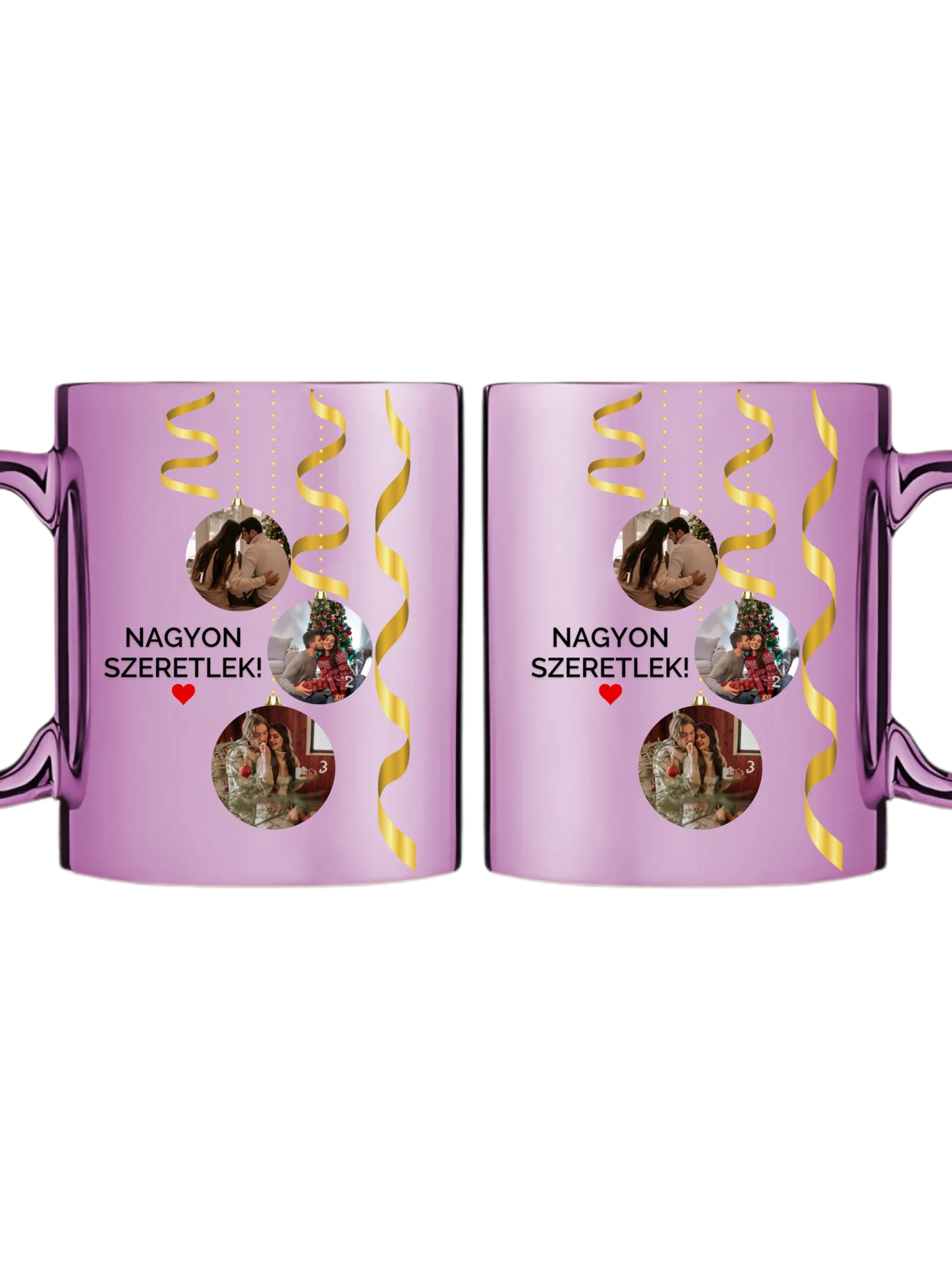 Karácsonyi gömbök fotókollázs - Ajándék Karácsonyra - Fényképes bögre