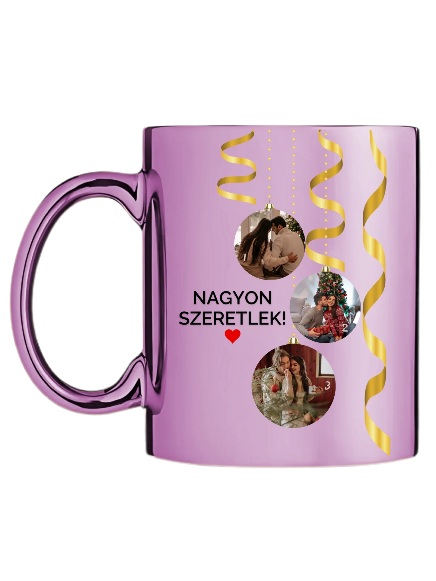 Karácsonyi gömbök fotókollázs - Ajándék Karácsonyra - Fényképes bögre