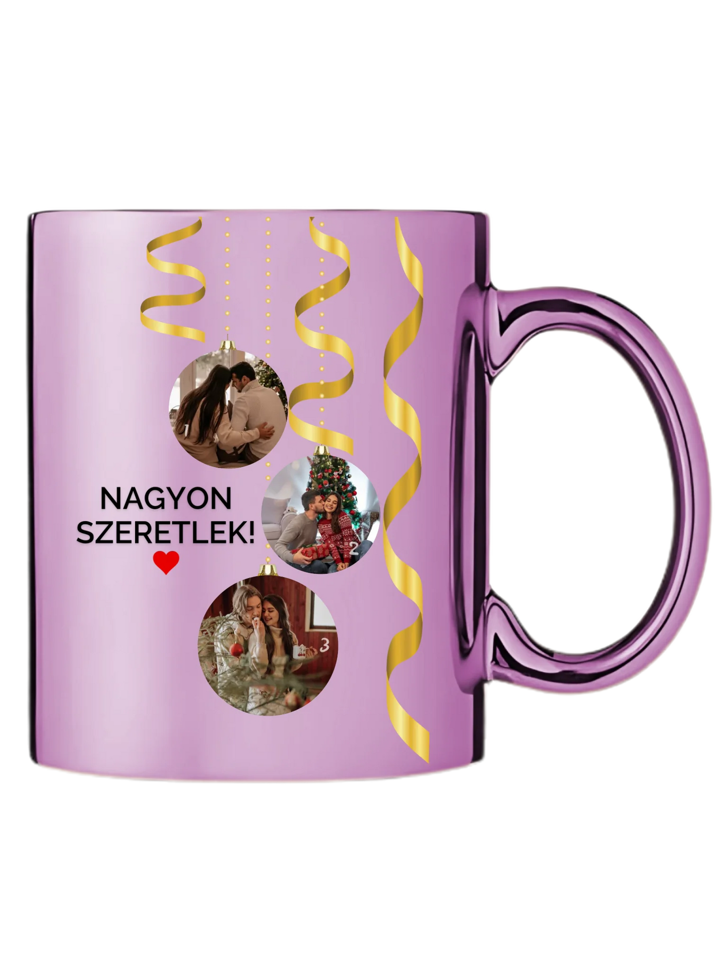 Karácsonyi gömbök fotókollázs - Ajándék Karácsonyra - Fényképes bögre