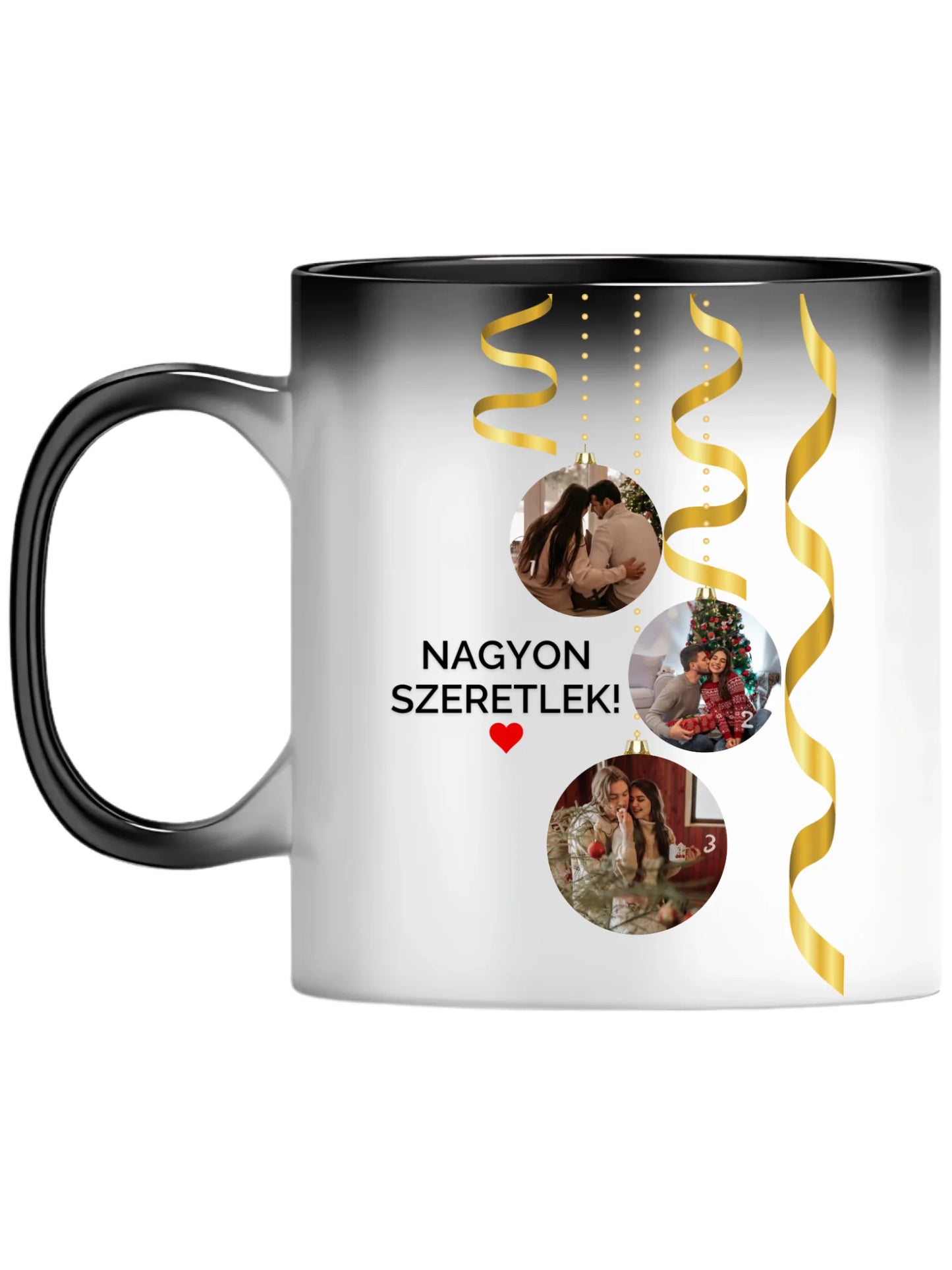 Karácsonyi gömbök fotókollázs - Ajándék Karácsonyra - Fényképes bögre