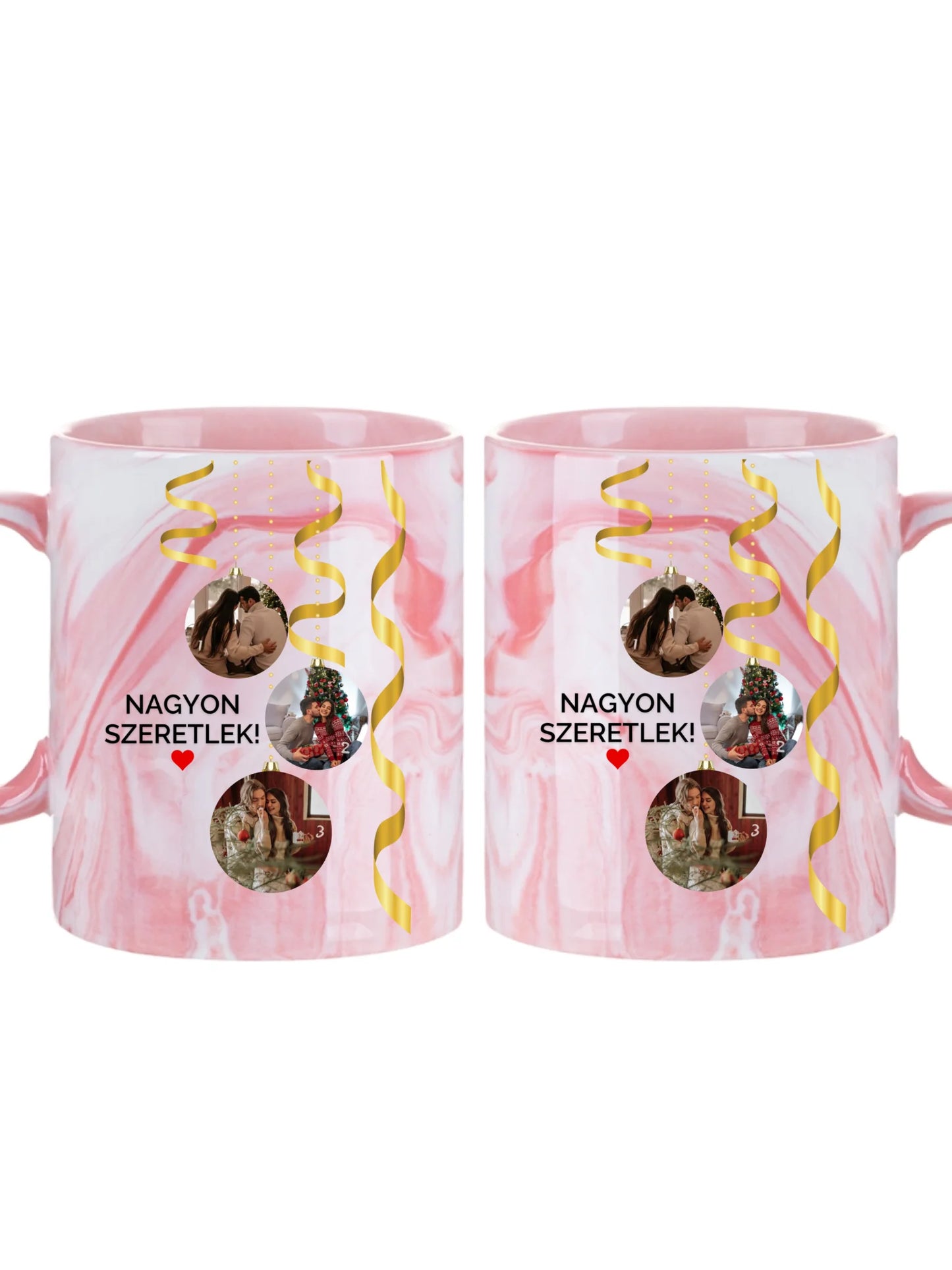 Karácsonyi gömbök fotókollázs - Ajándék Karácsonyra - Fényképes bögre