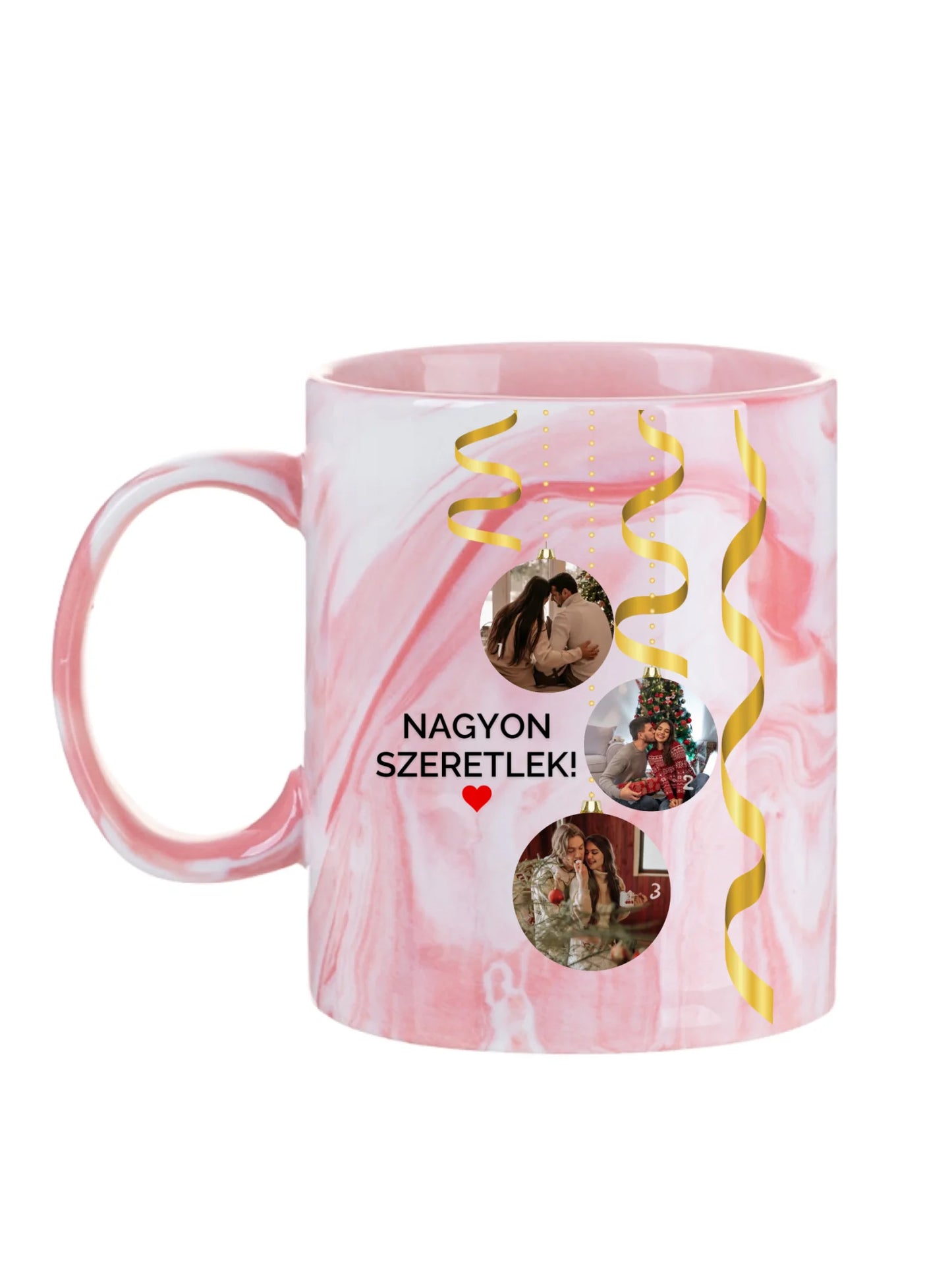 Karácsonyi gömbök fotókollázs - Ajándék Karácsonyra - Fényképes bögre