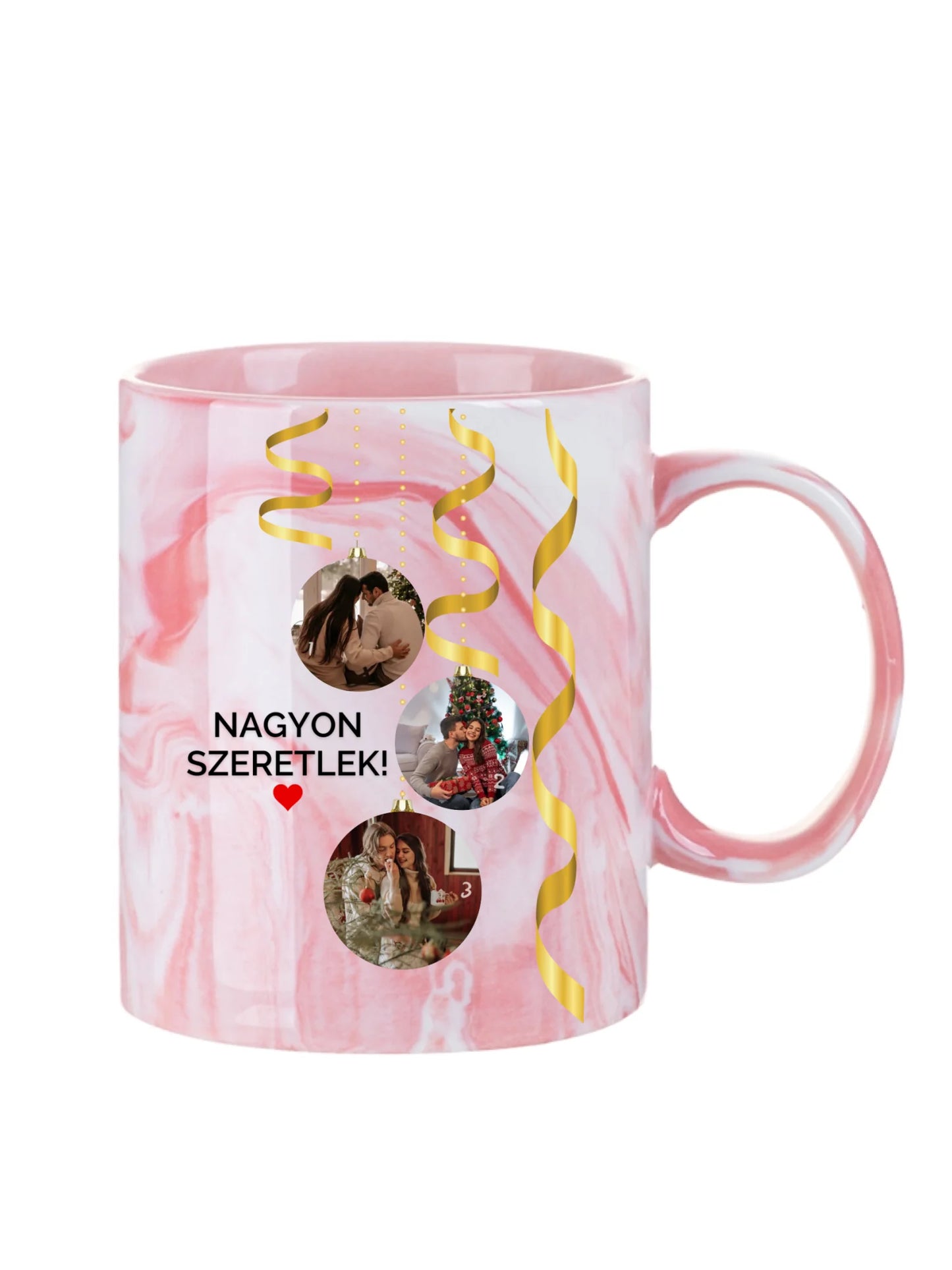 Karácsonyi gömbök fotókollázs - Ajándék Karácsonyra - Fényképes bögre