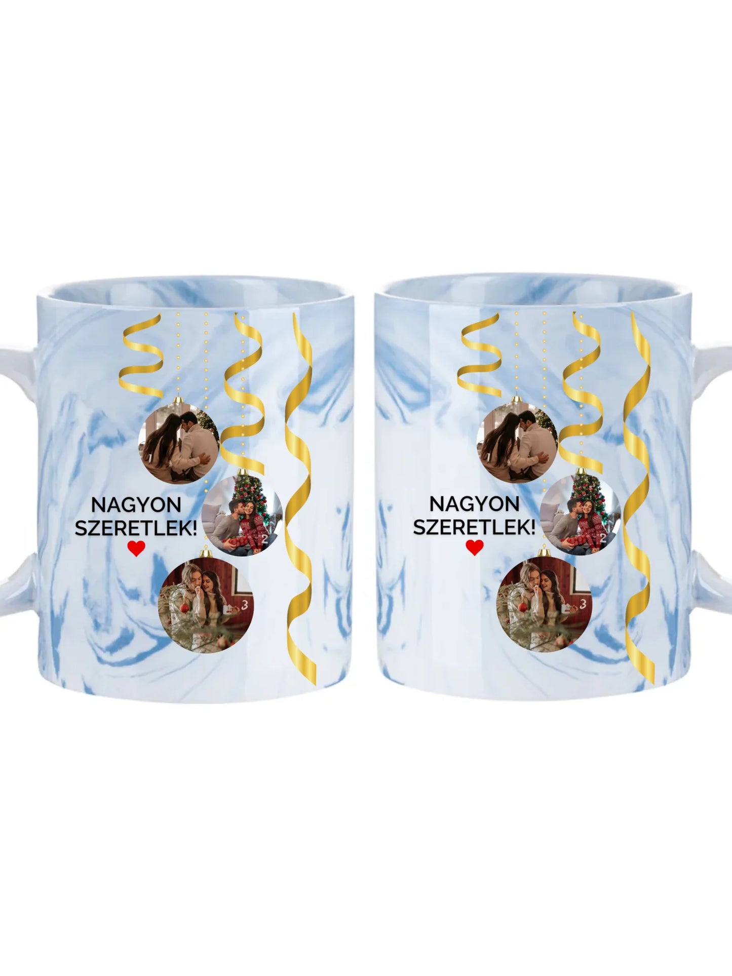 Karácsonyi gömbök fotókollázs - Ajándék Karácsonyra - Fényképes bögre