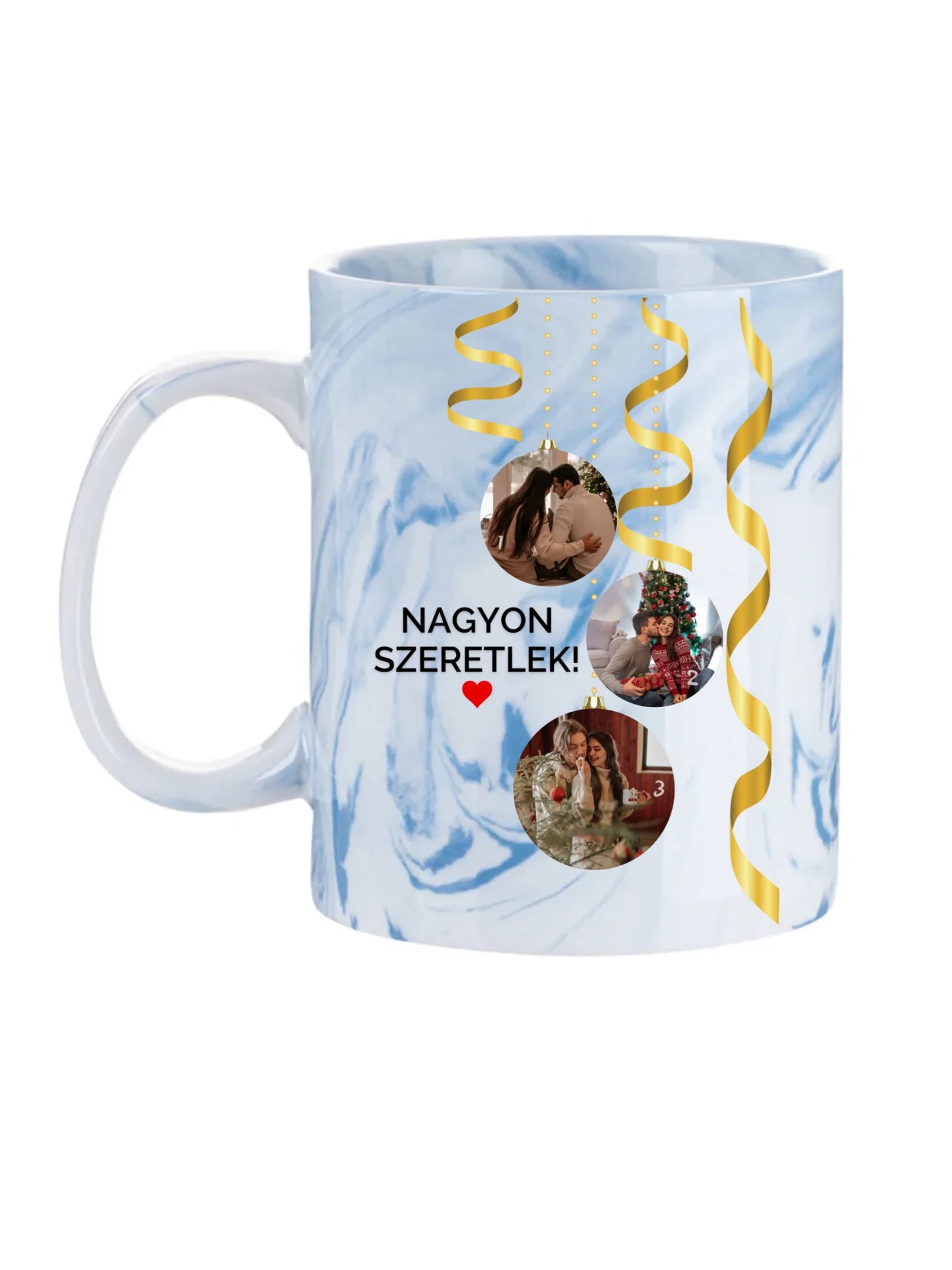 Karácsonyi gömbök fotókollázs - Ajándék Karácsonyra - Fényképes bögre