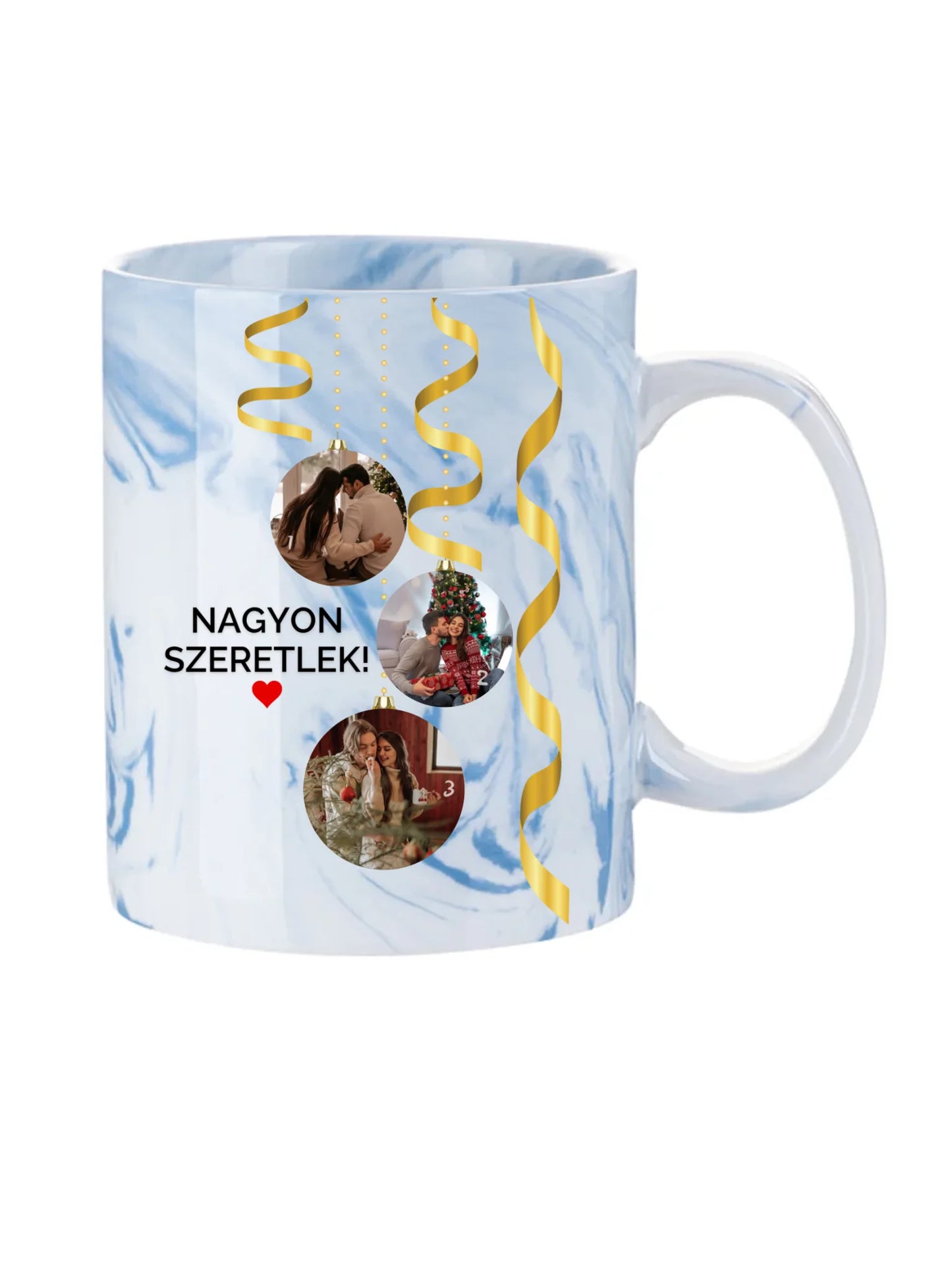 Karácsonyi gömbök fotókollázs - Ajándék Karácsonyra - Fényképes bögre