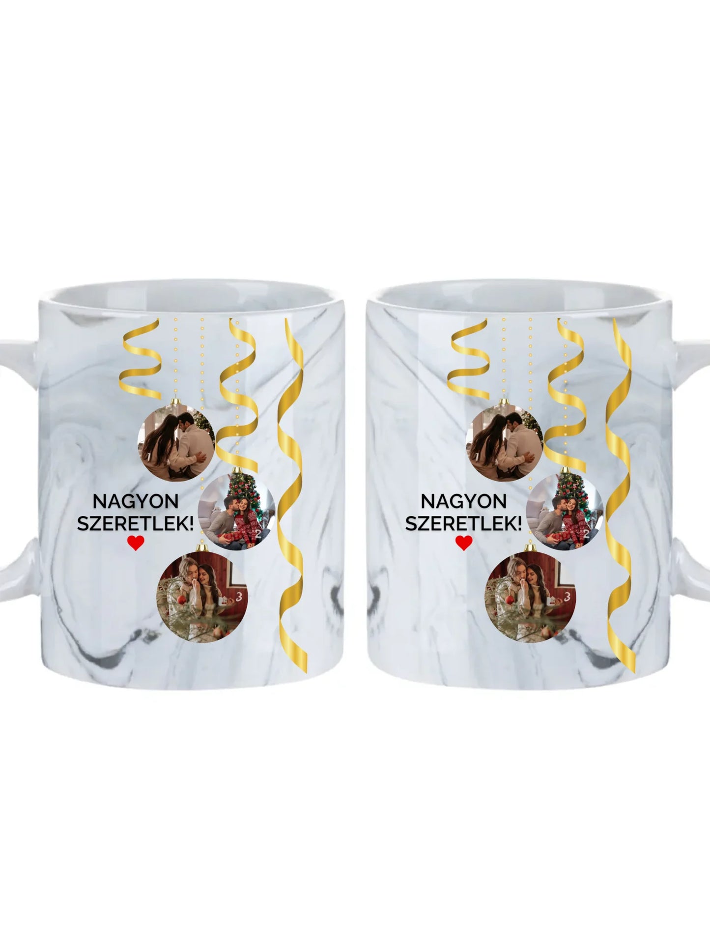 Karácsonyi gömbök fotókollázs - Ajándék Karácsonyra - Fényképes bögre