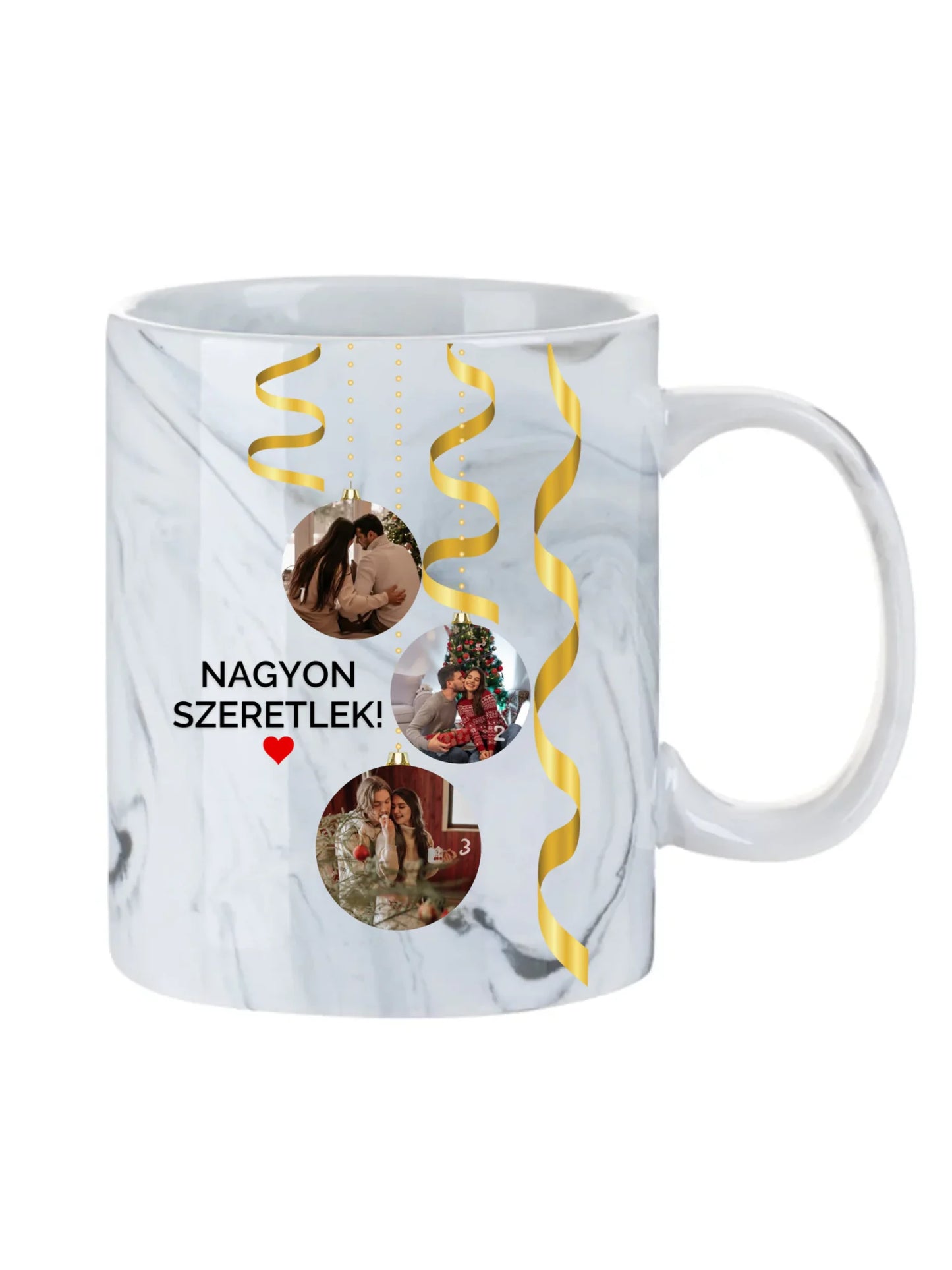 Karácsonyi gömbök fotókollázs - Ajándék Karácsonyra - Fényképes bögre