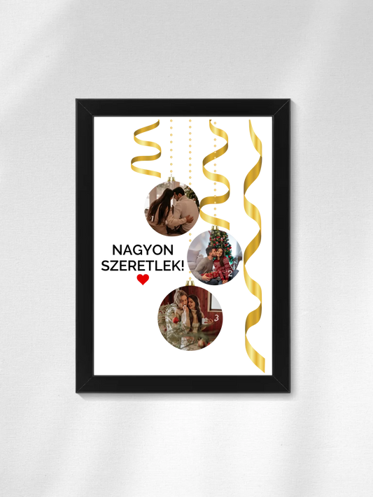 Karácsonyi gömbök fotókollázs - Ajándék Karácsonyra - Fényképes falikép