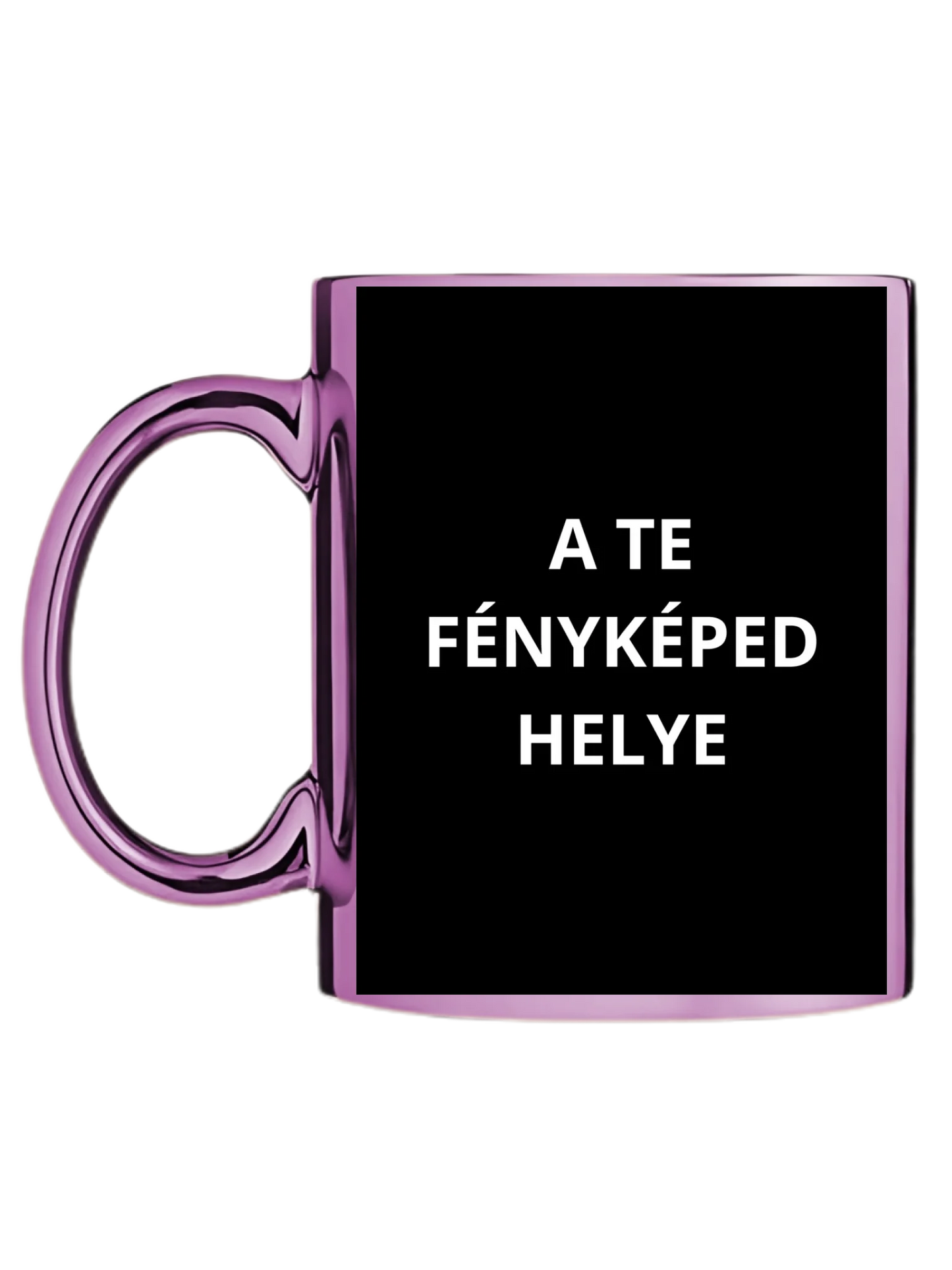 Rózsaszín metál bögre bal oldal