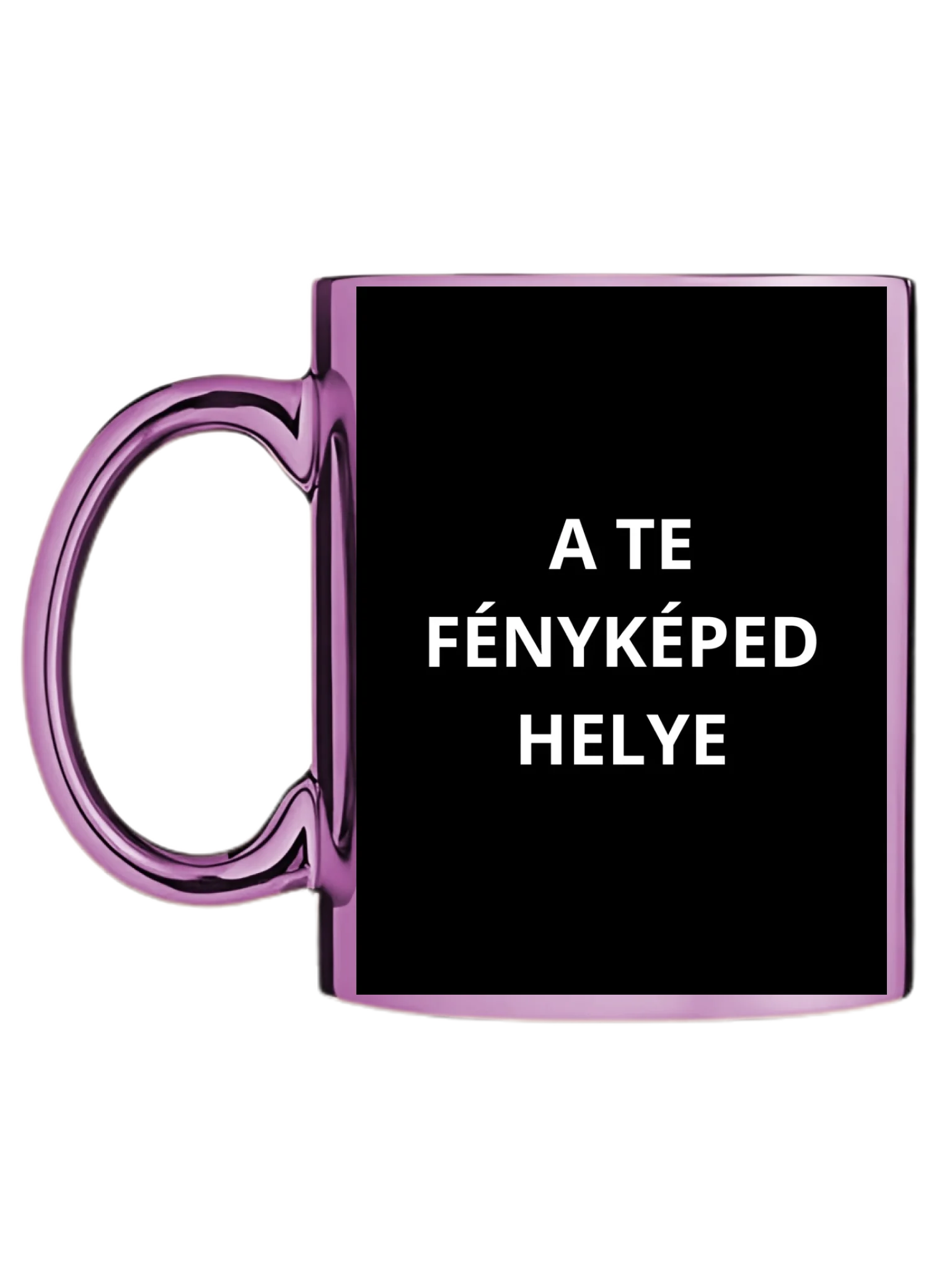 Rózsaszín metál bögre bal oldal