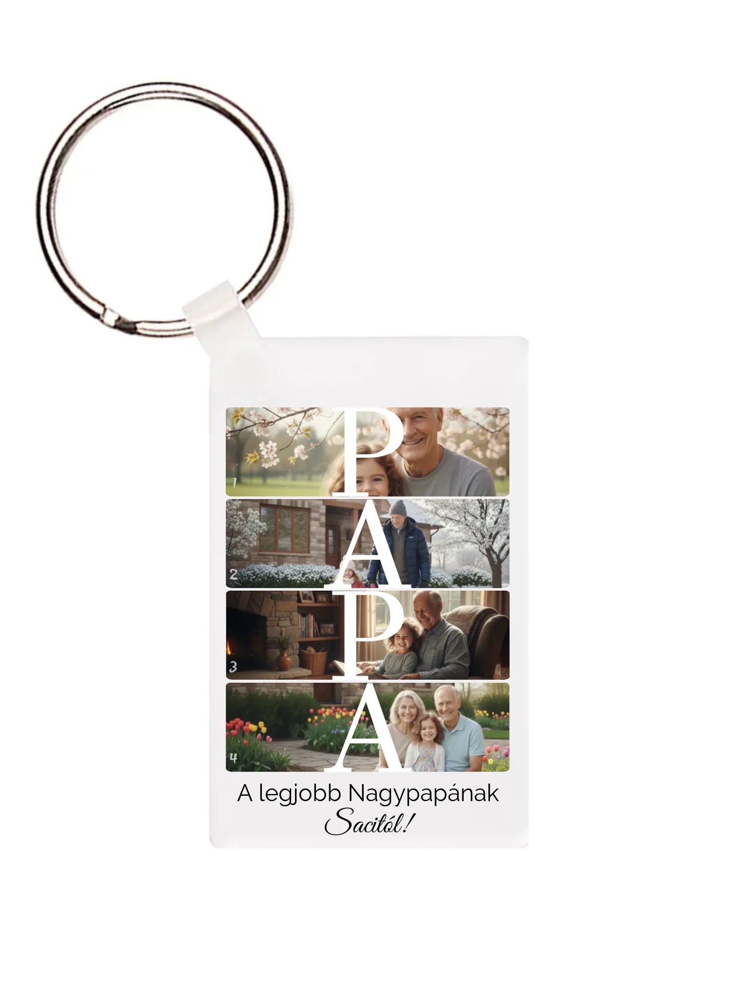 Téglalap alakú kulcstartó hátulja - álló