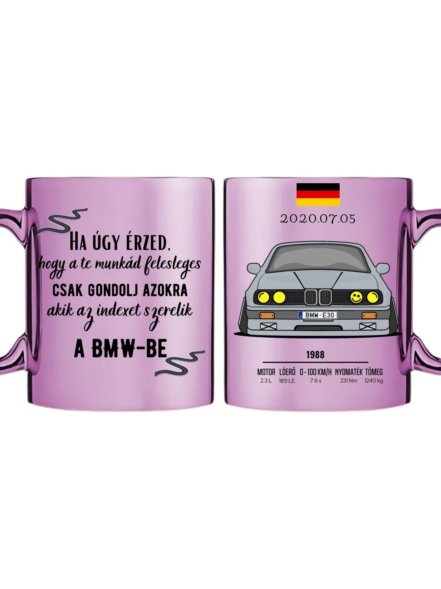 Rózsaszín metál bögre kettős